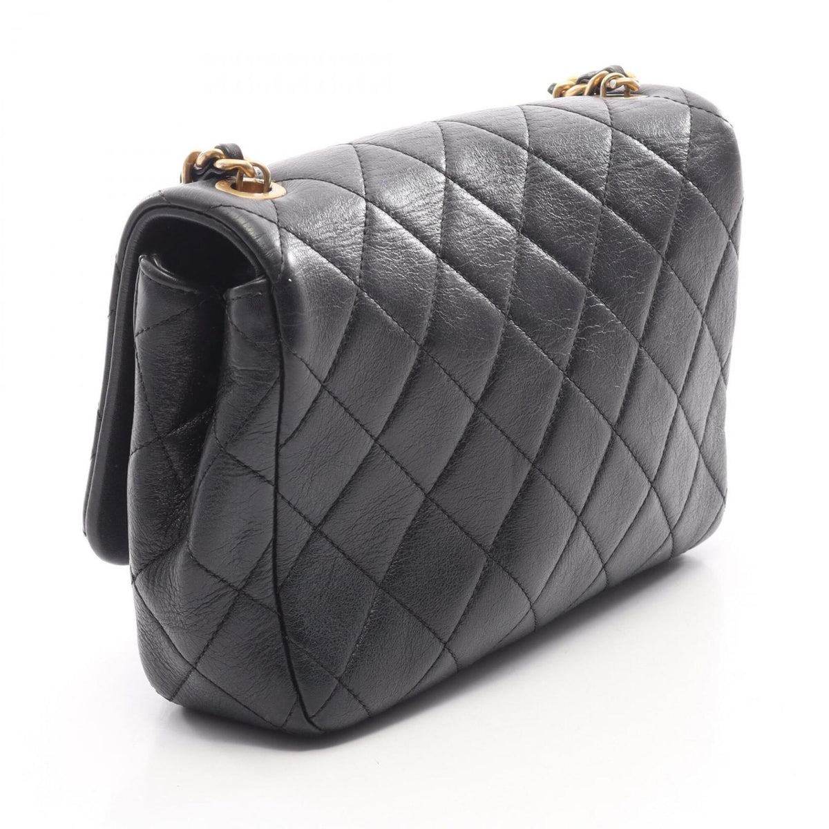 Chanel Black Leather Handbag Shoulder Bag (Pre-Owned)