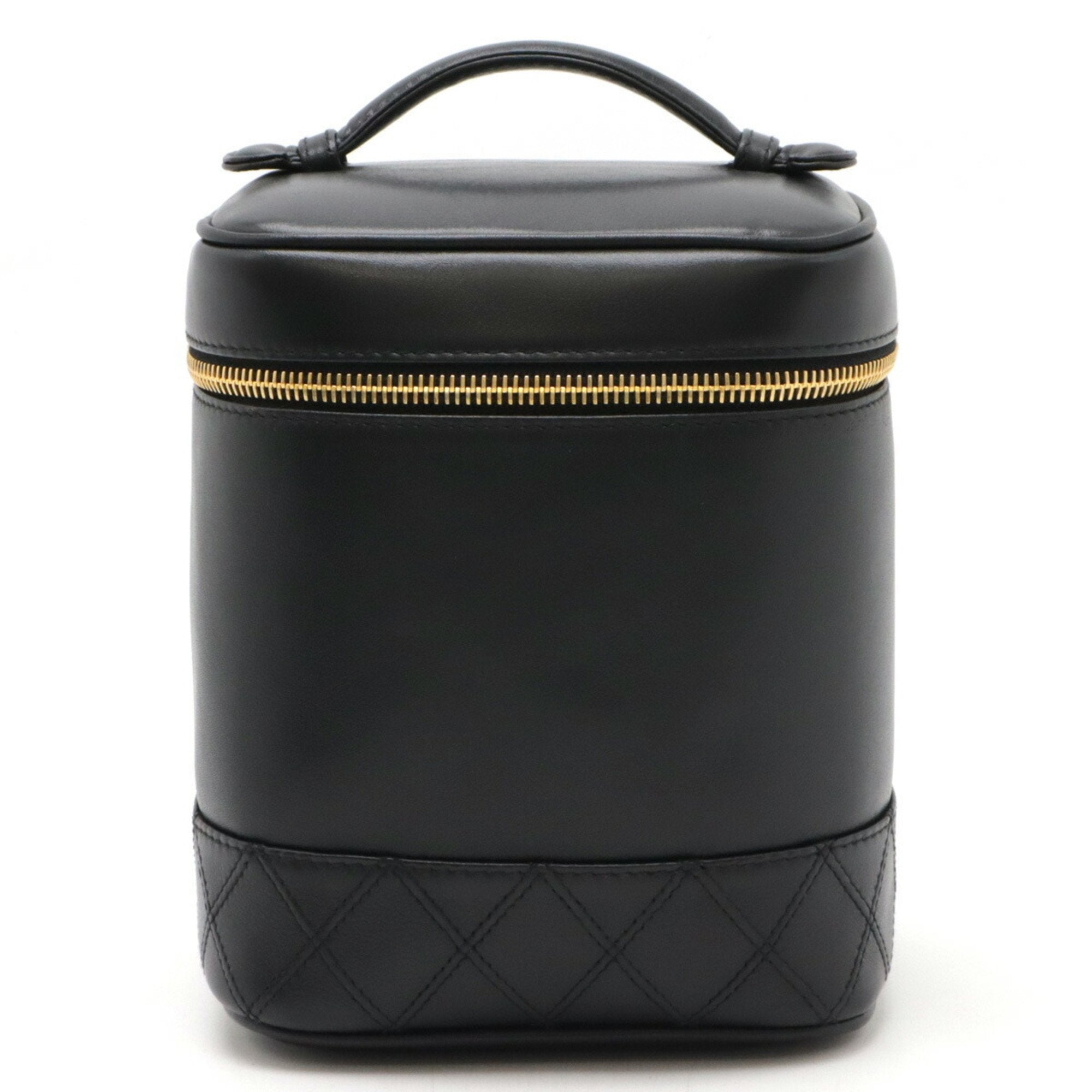 Chanel Black Leather Handbag Vanity Bag (Pre-Owned)