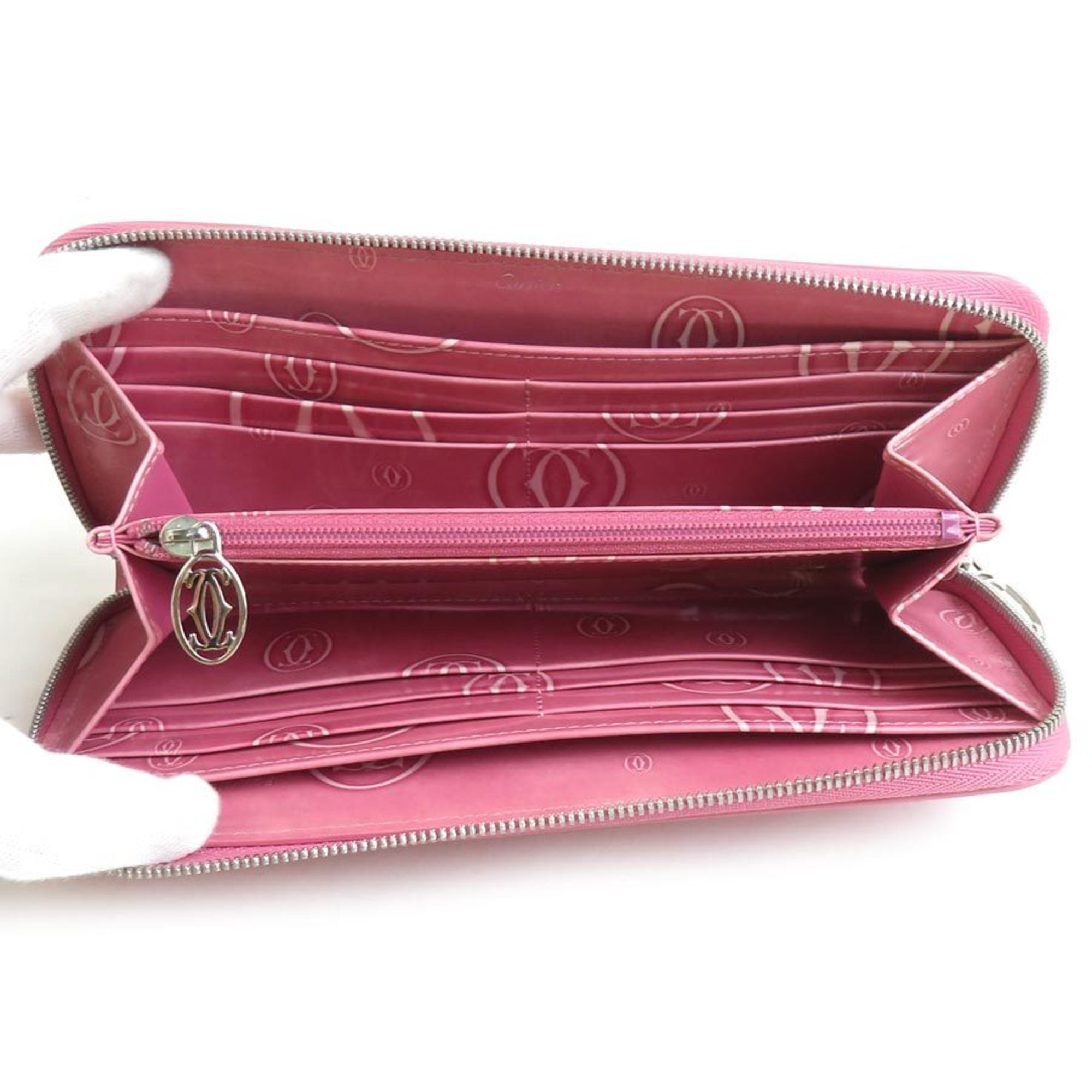 Cartier Pink Leather Long Wallet (Bi-Fold) (Pre-Owned)