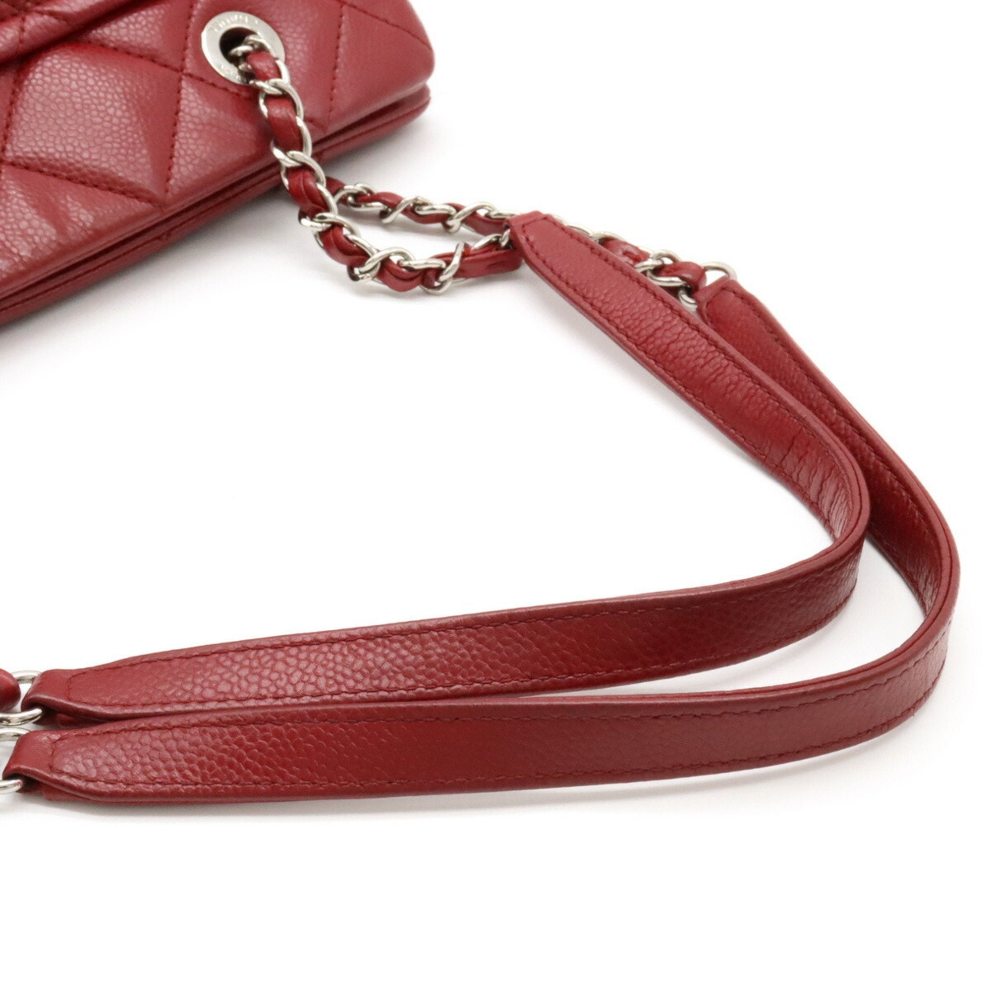 Chanel Matelasse Red Color Caviar Leather Shoulder Bag Tote Bag (Pre-Owned)