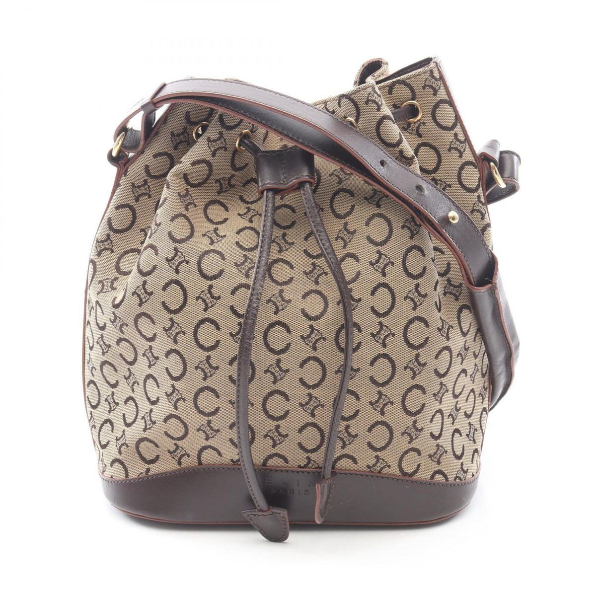 Celine Beige Brown Canvas Leather Handbag Shoulder Bag (Pre-Owned)