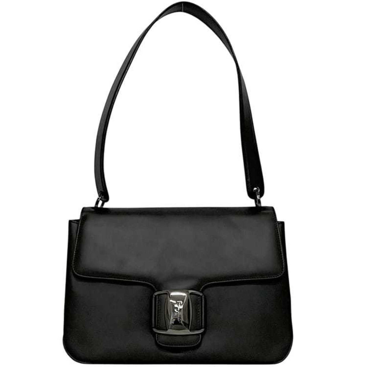 Salvatore Ferragamo Brown Dark Brown Leather Shoulder Bag (Pre-Owned)