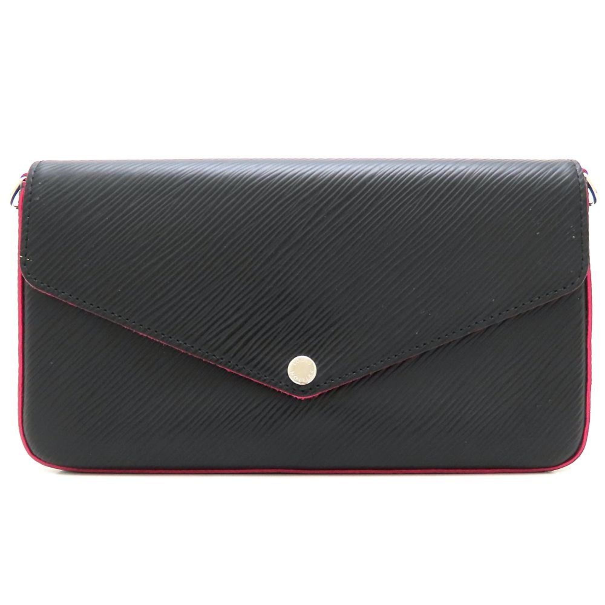 Louis Vuitton Hot Pink Noir Leather Pochette (Pre-Owned)
