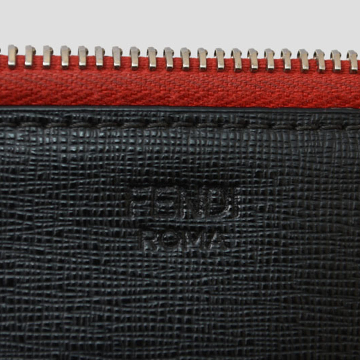 Fendi Black Red Color Canvas Clutch Bag (Pre-Owned)