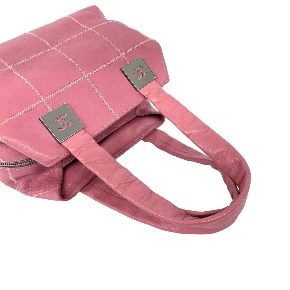 Chanel Pink Grained Calfskin Boston Bag Handbag (Pre-Owned)