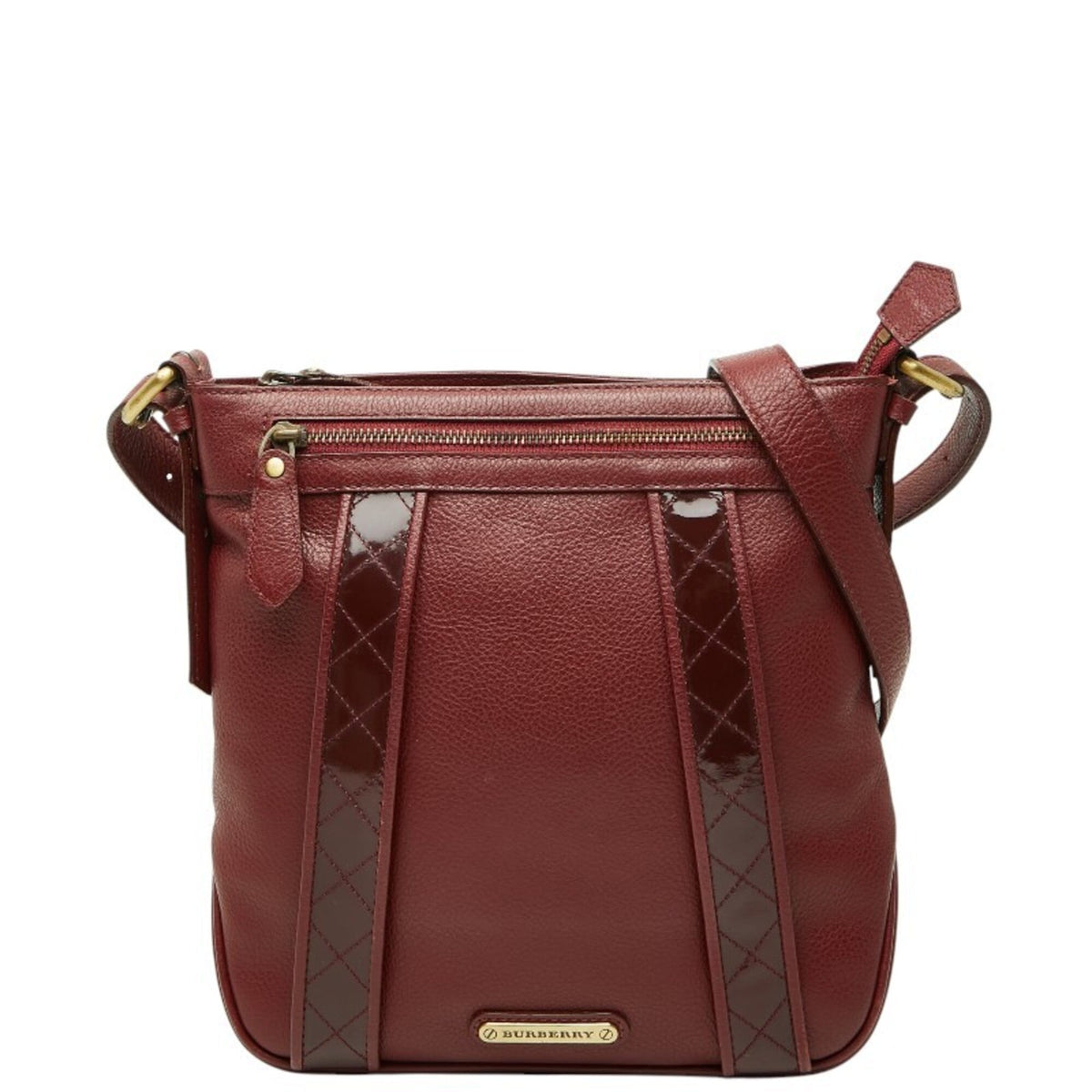 Burberry Red Color Leather Shoulder Bag (Pre-Owned)