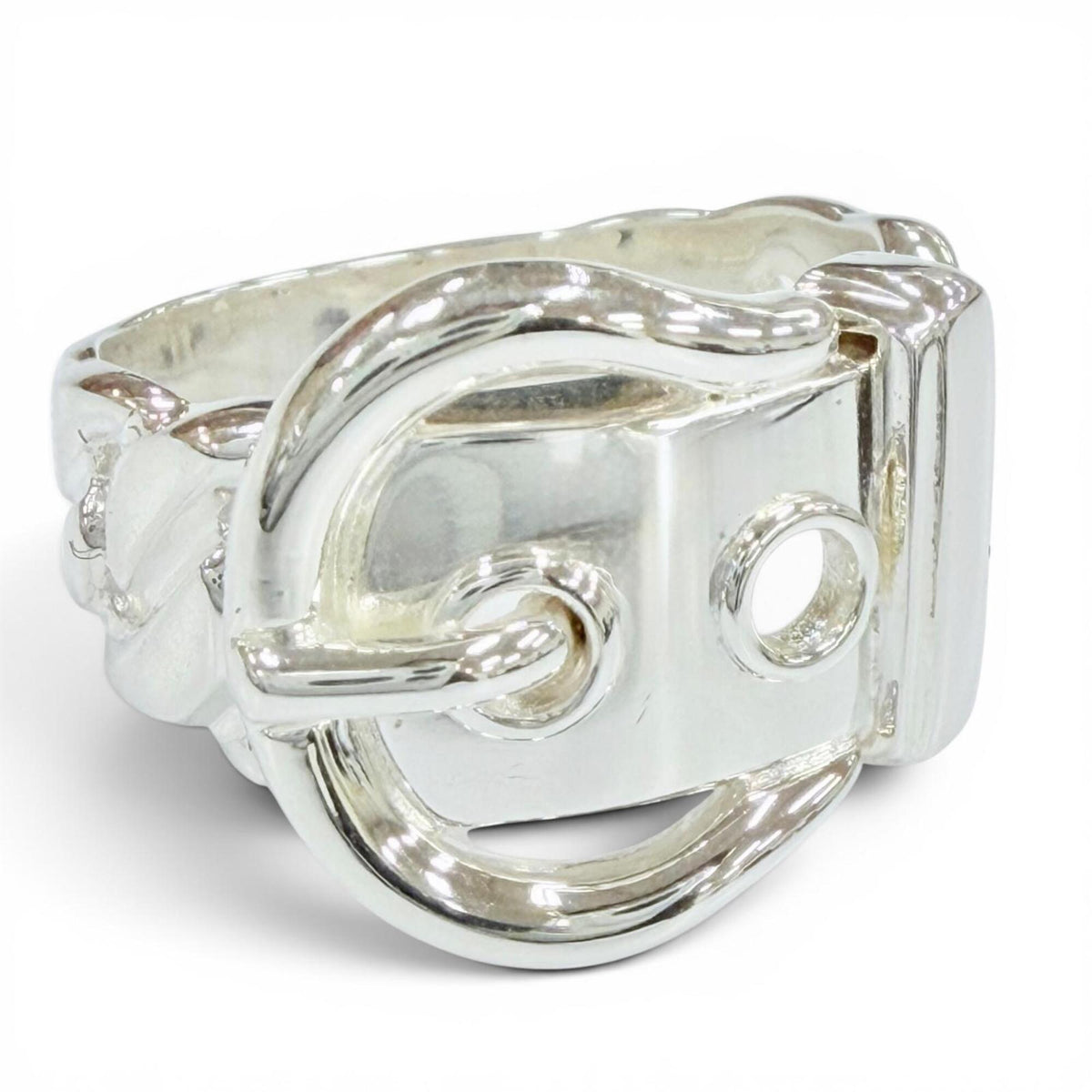 Hermes Silver Silver 925 Band Ring (Pre-Owned)