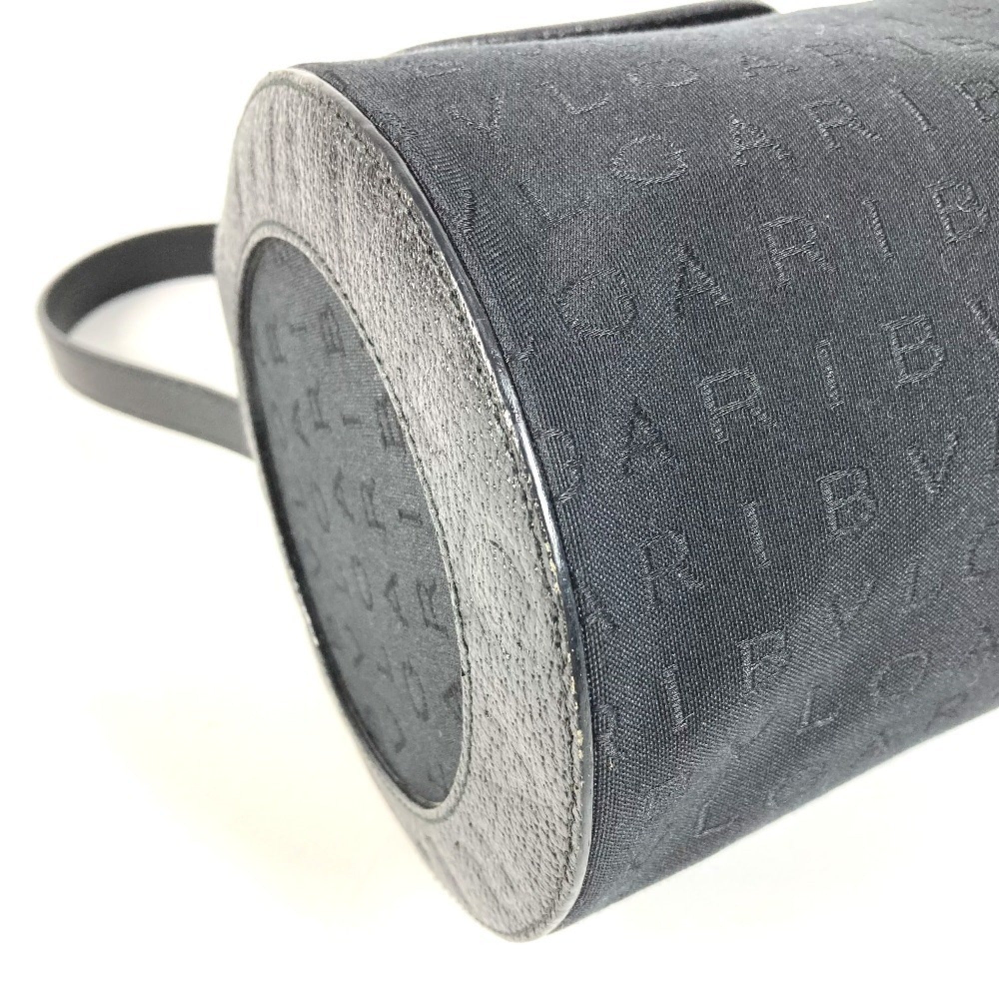 Bvlgari Black Leather Canvas Handbag Shoulder Bag (Pre-Owned)