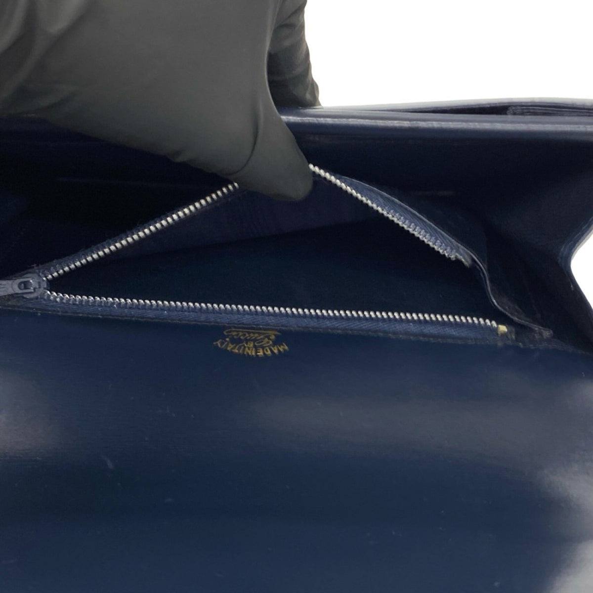 Gucci Navy Red Color Leather Shoulder Bag (Pre-Owned)