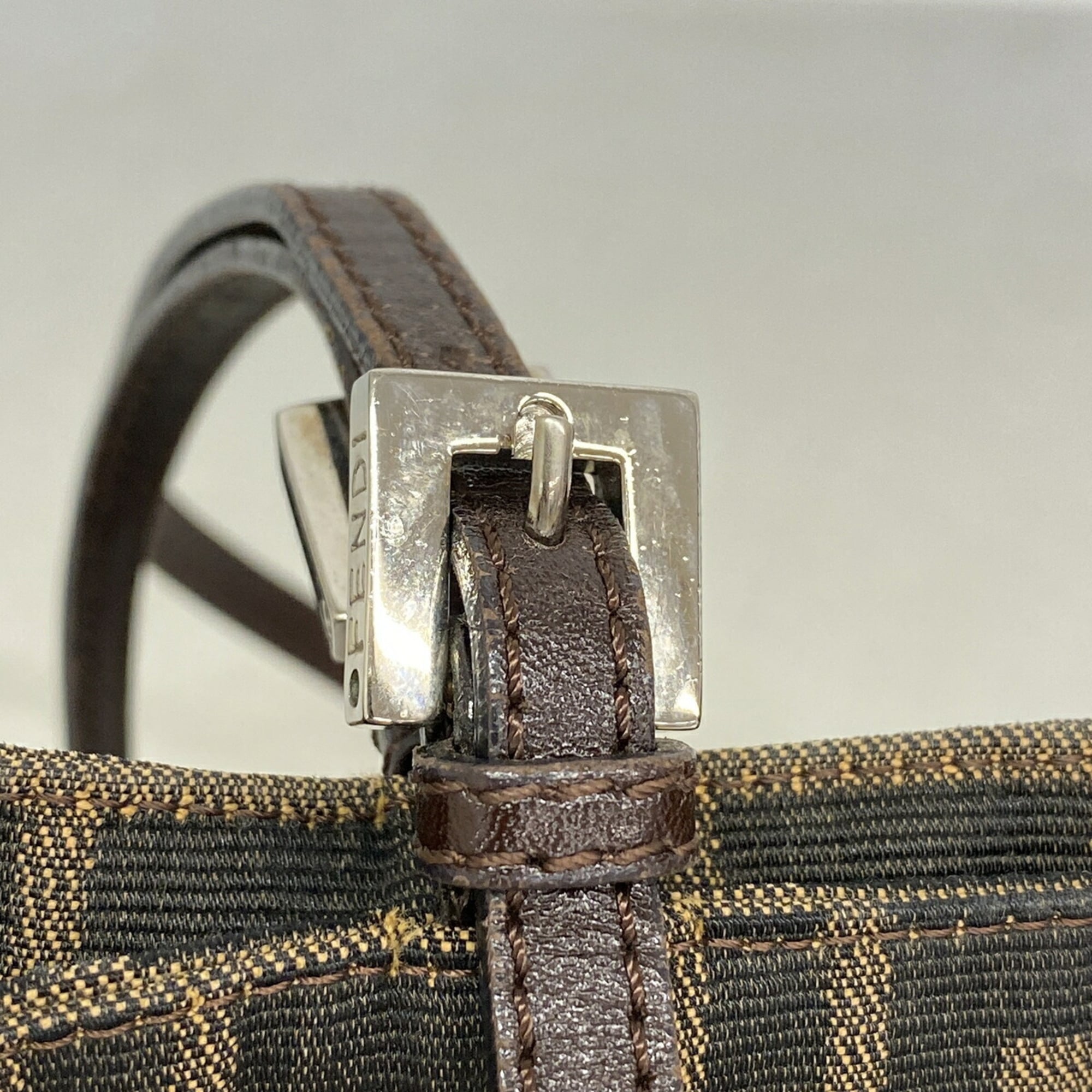 Fendi Brown Nylon Canvas Shoulder Bag (Pre-Owned)