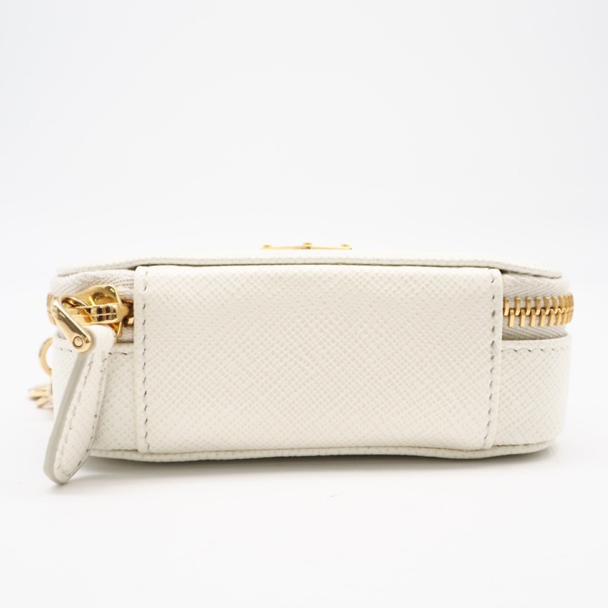 Prada Saffiano White Saffiano Pouch Shoulder Bag (Pre-Owned)