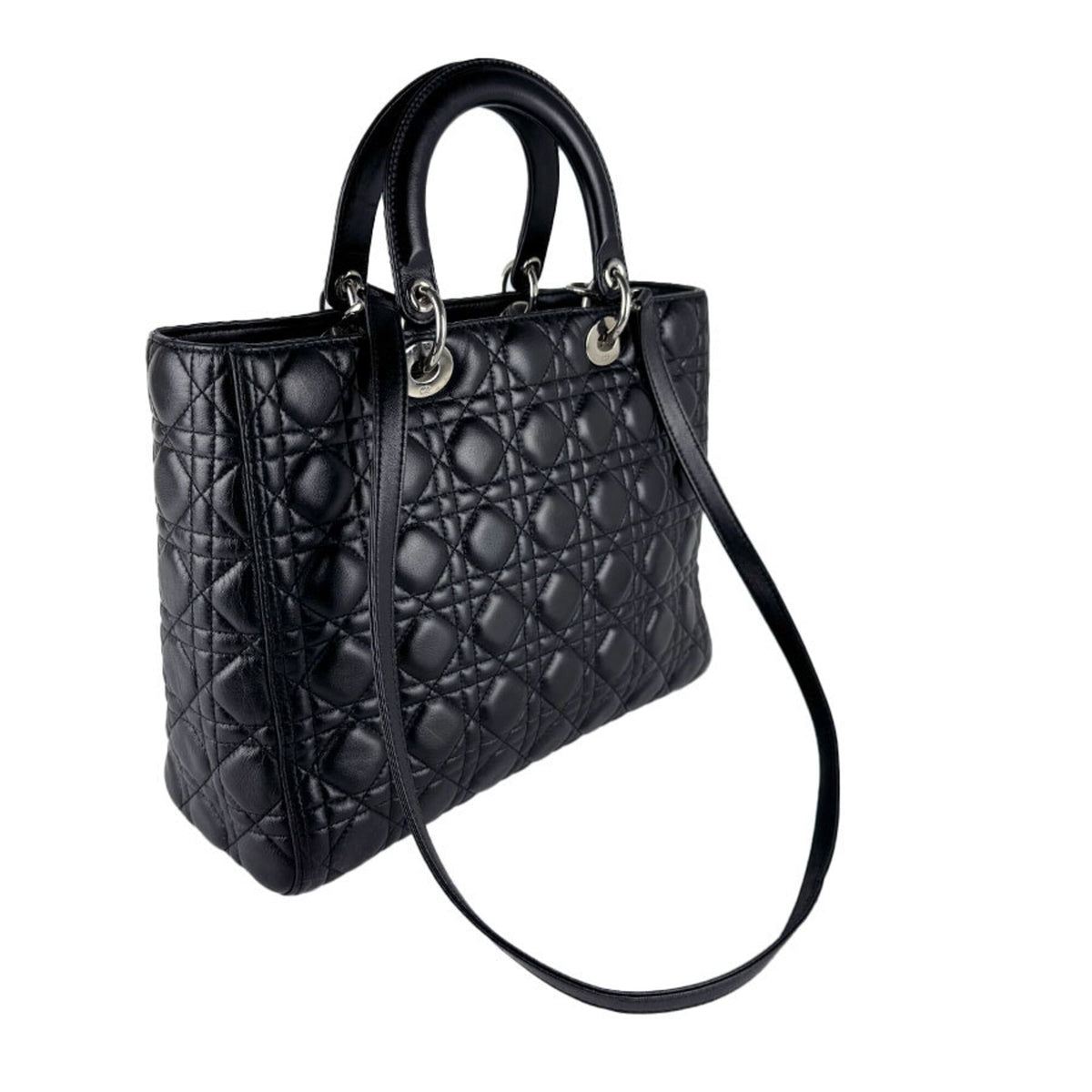 Christian Dior Black Leather Handbag Shoulder Bag (Pre-Owned)