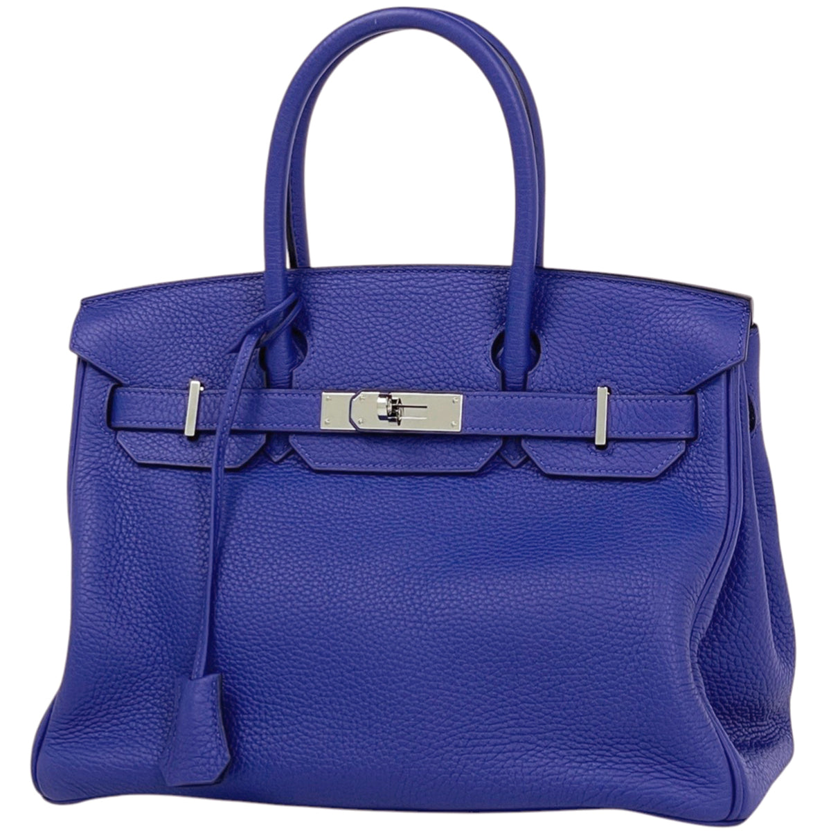 Hermes Birkin Blue Electric Taurillon Clemence Leather Handbag (Pre-Owned)