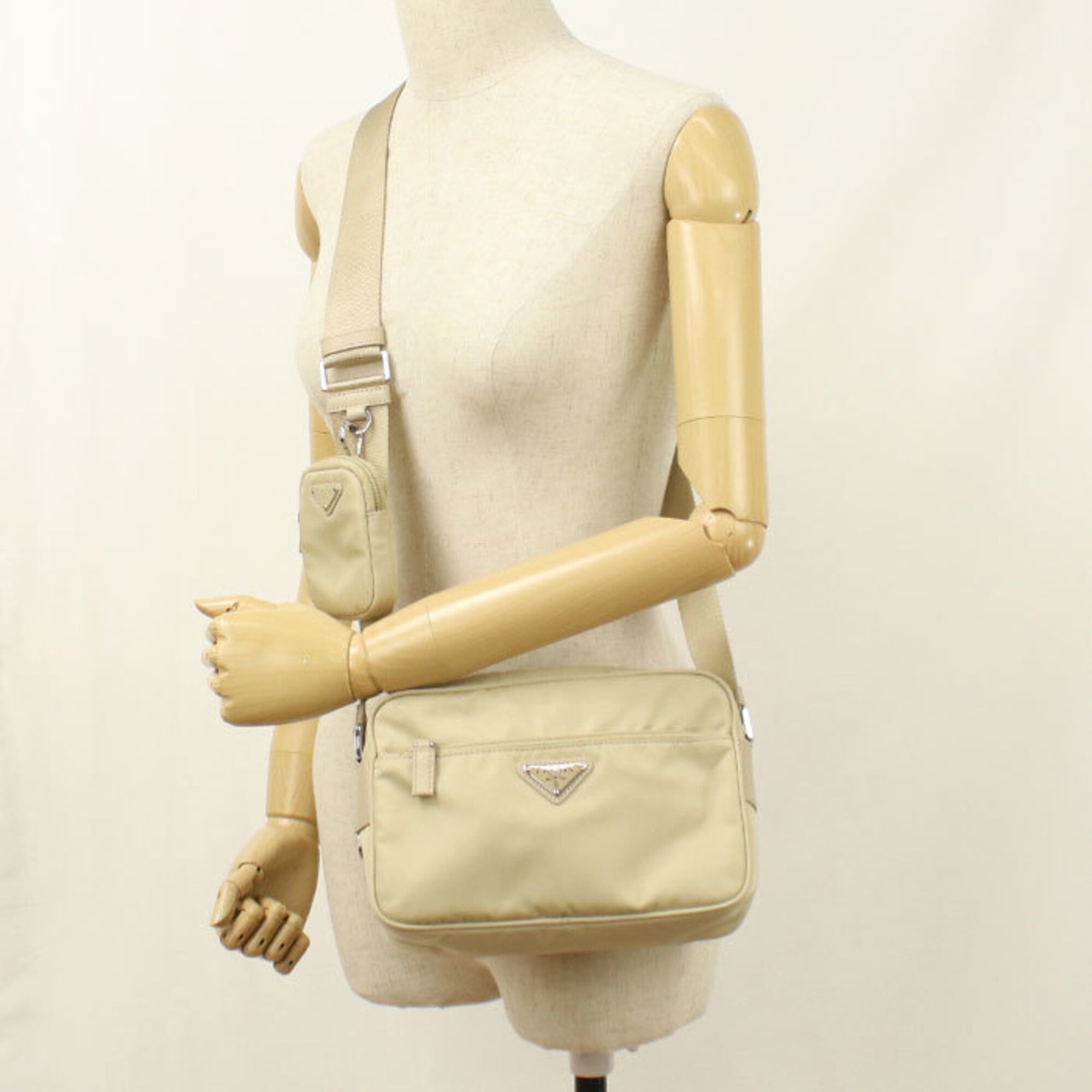 Prada Beige Nylon Shoulder Bag (Pre-Owned)