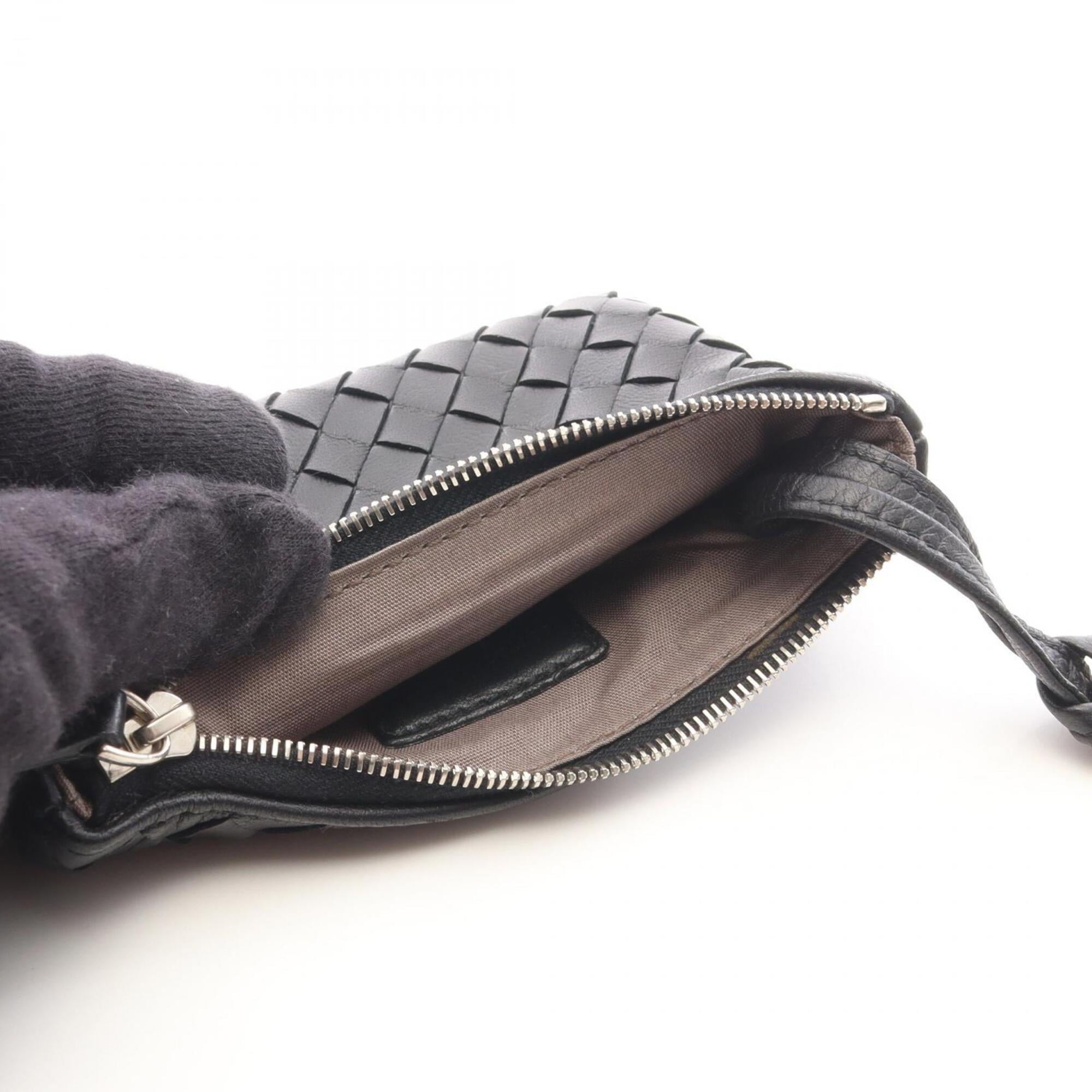 Bottega Veneta Black Leather Coin Purse/Coin Case (Pre-Owned)