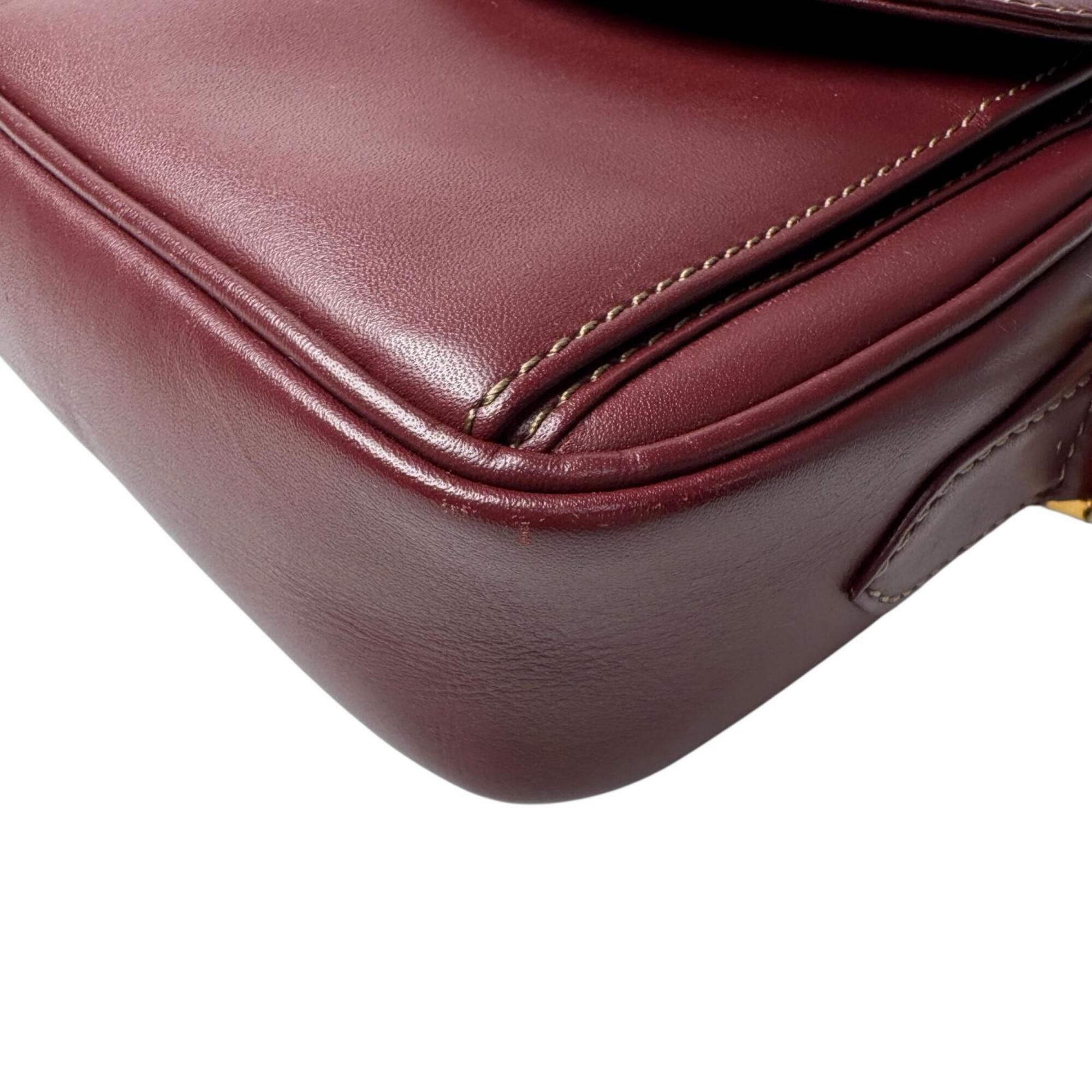 Cartier Bordeaux Leather Shoulder Bag (Pre-Owned)