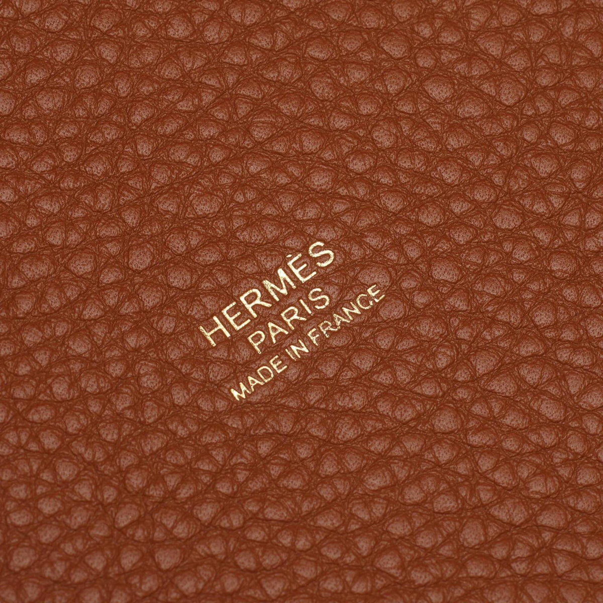 Hermes Brown Gold Brown Taurillon Clemence Leather Handbag (Pre-Owned)