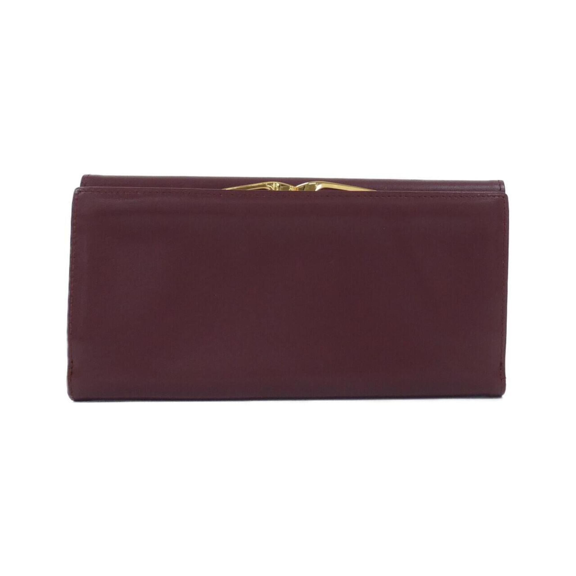 Cartier Bordeaux Leather Long Wallet (Tri-Fold) (Pre-Owned)
