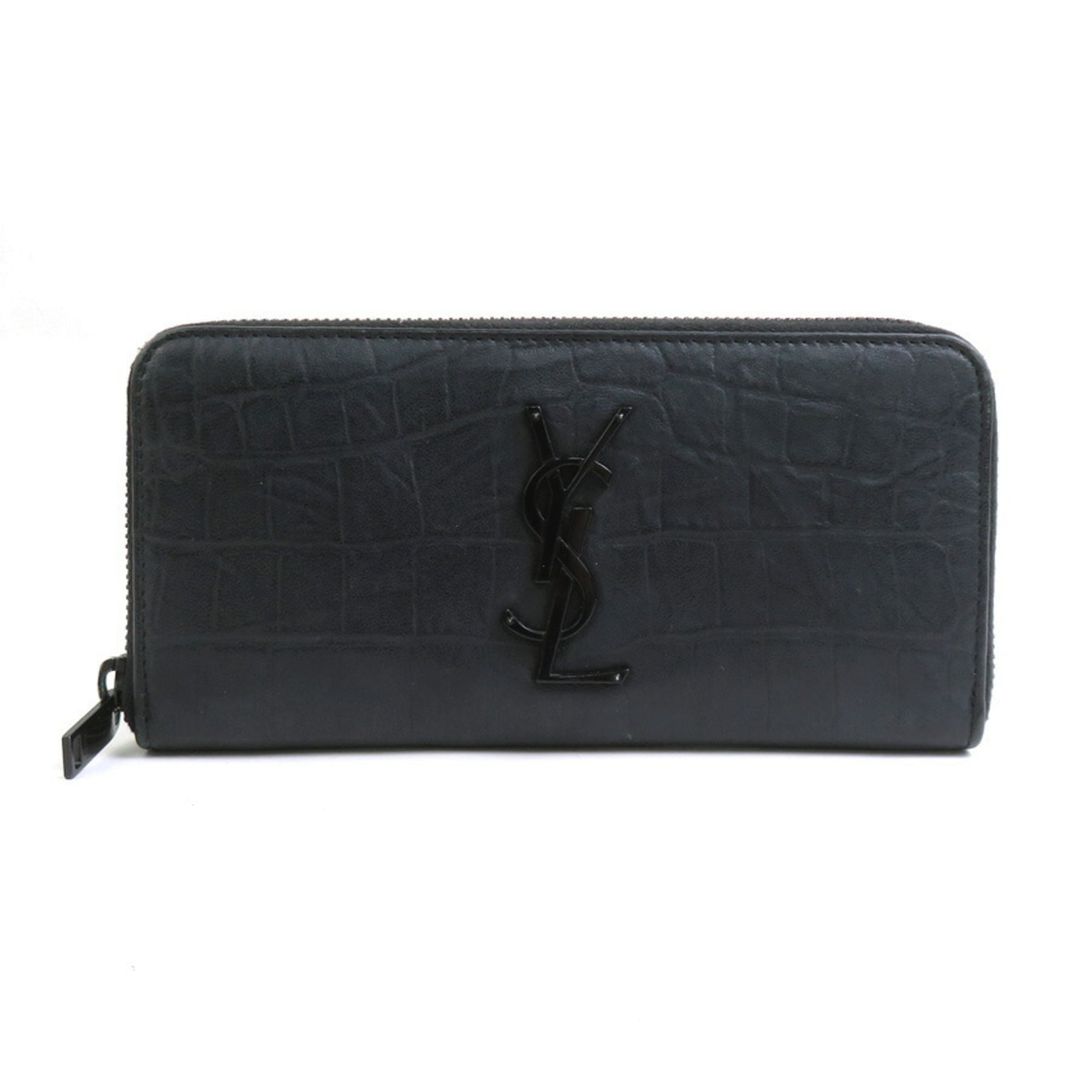 Saint Laurent Black Leather Long Wallet (Bi-Fold) (Pre-Owned)