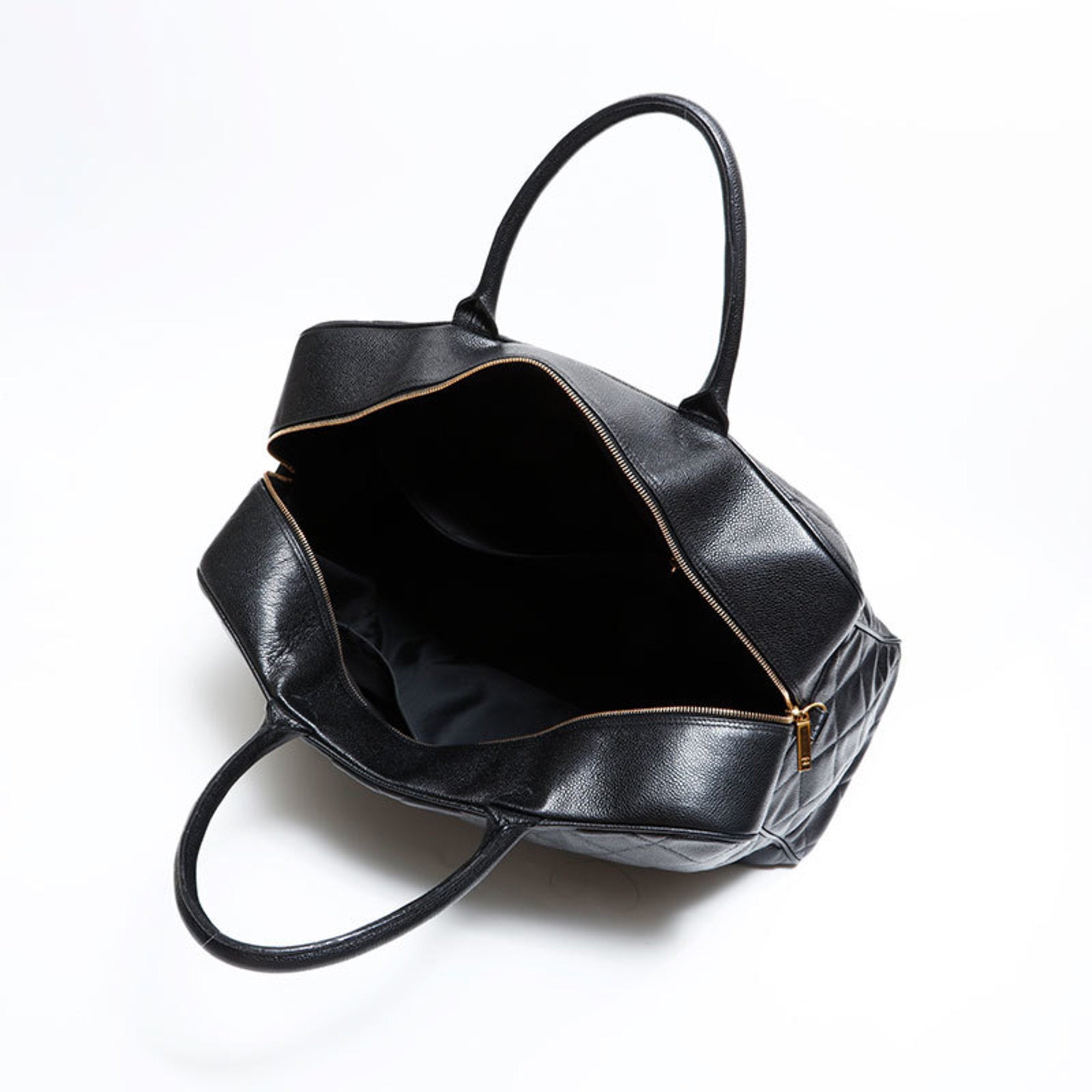 Chanel Matelasse Black Grained Calfskin Boston Bag (Pre-Owned)