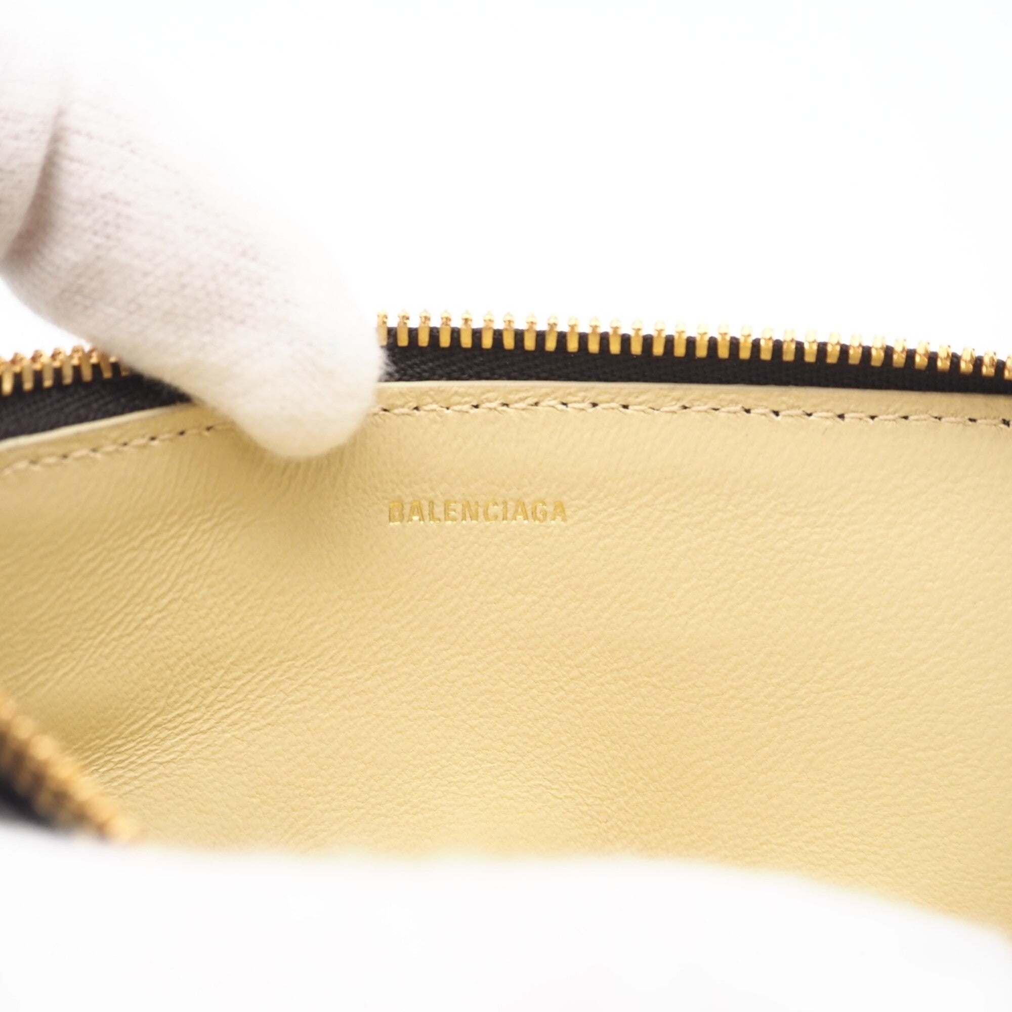 Balenciaga Brown Yellow Leather Coin Purse/Coin Case (Pre-Owned)