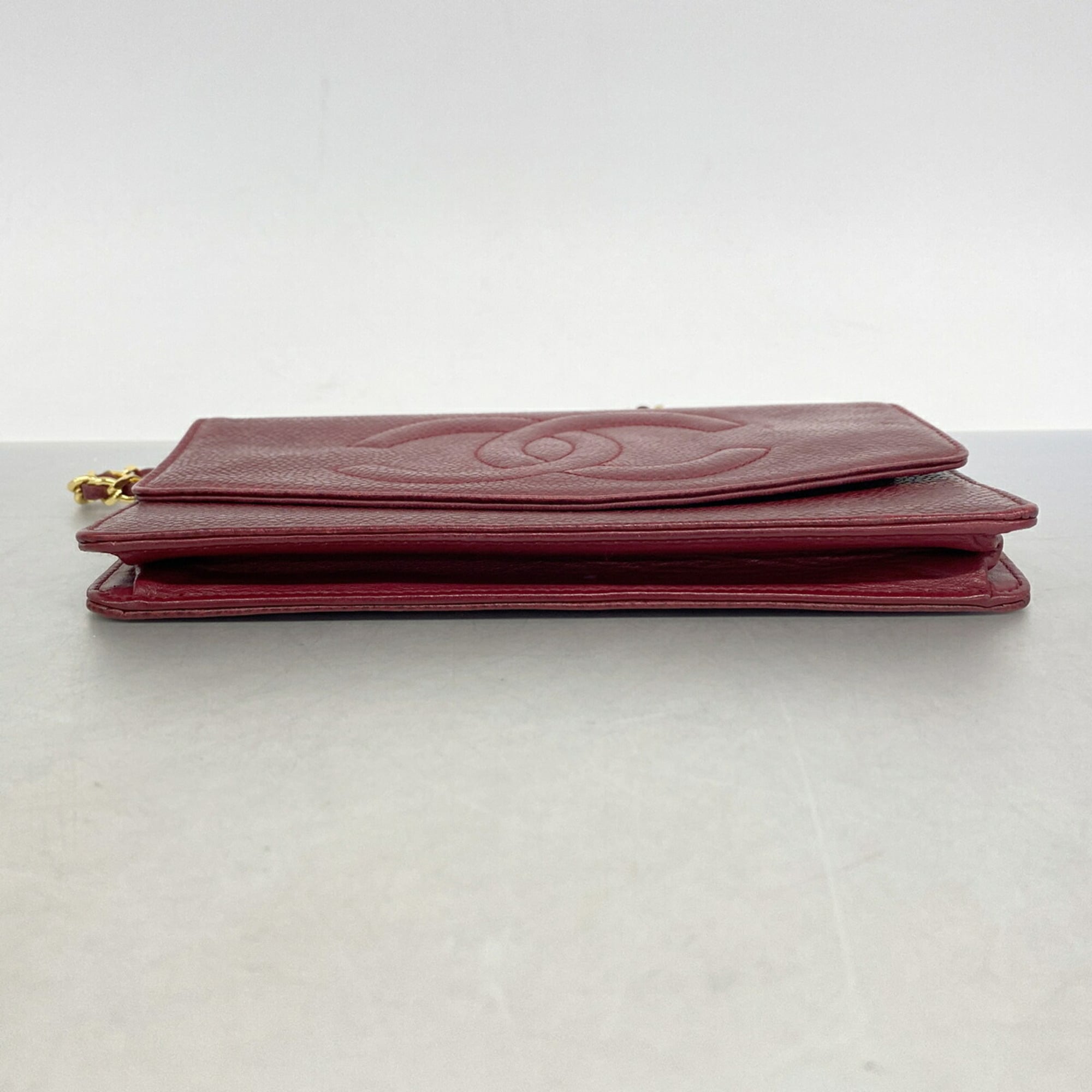 Chanel Bordeaux Grained Calfskin Chain/Shoulder Wallet (Pre-Owned)