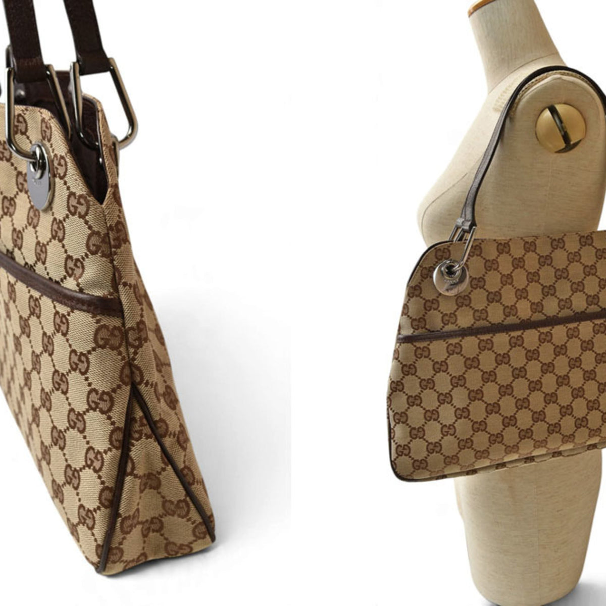 Gucci Gg Canvas Beige Brown Gg Canvas Tote Bag (Pre-Owned)