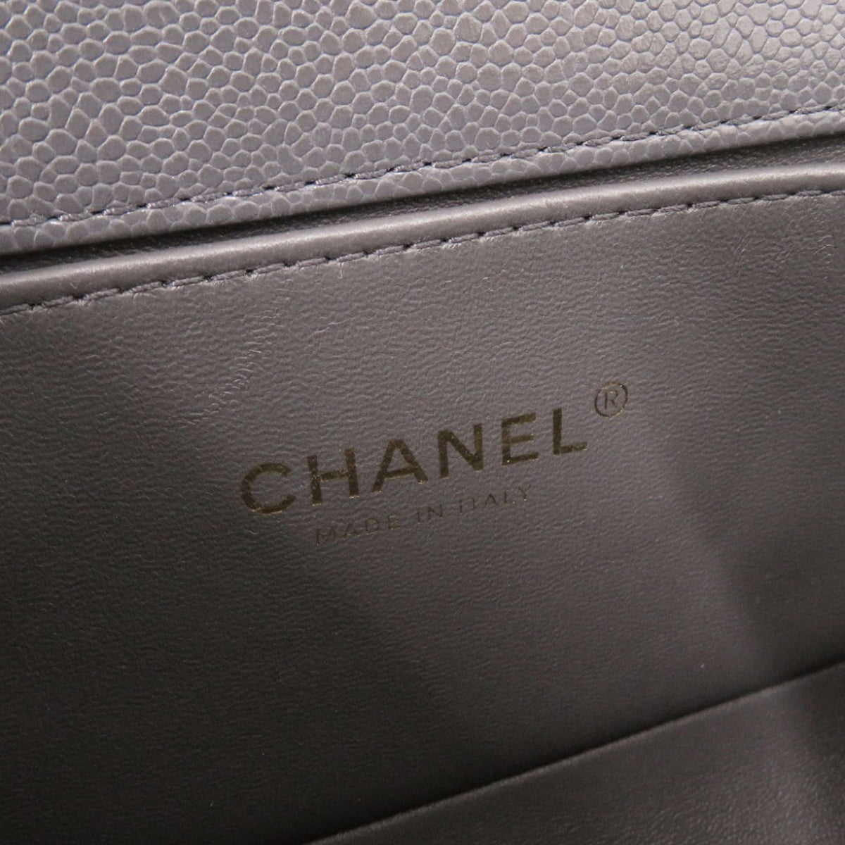 Chanel Gray Grained Calfskin Shoulder Bag (Pre-Owned)