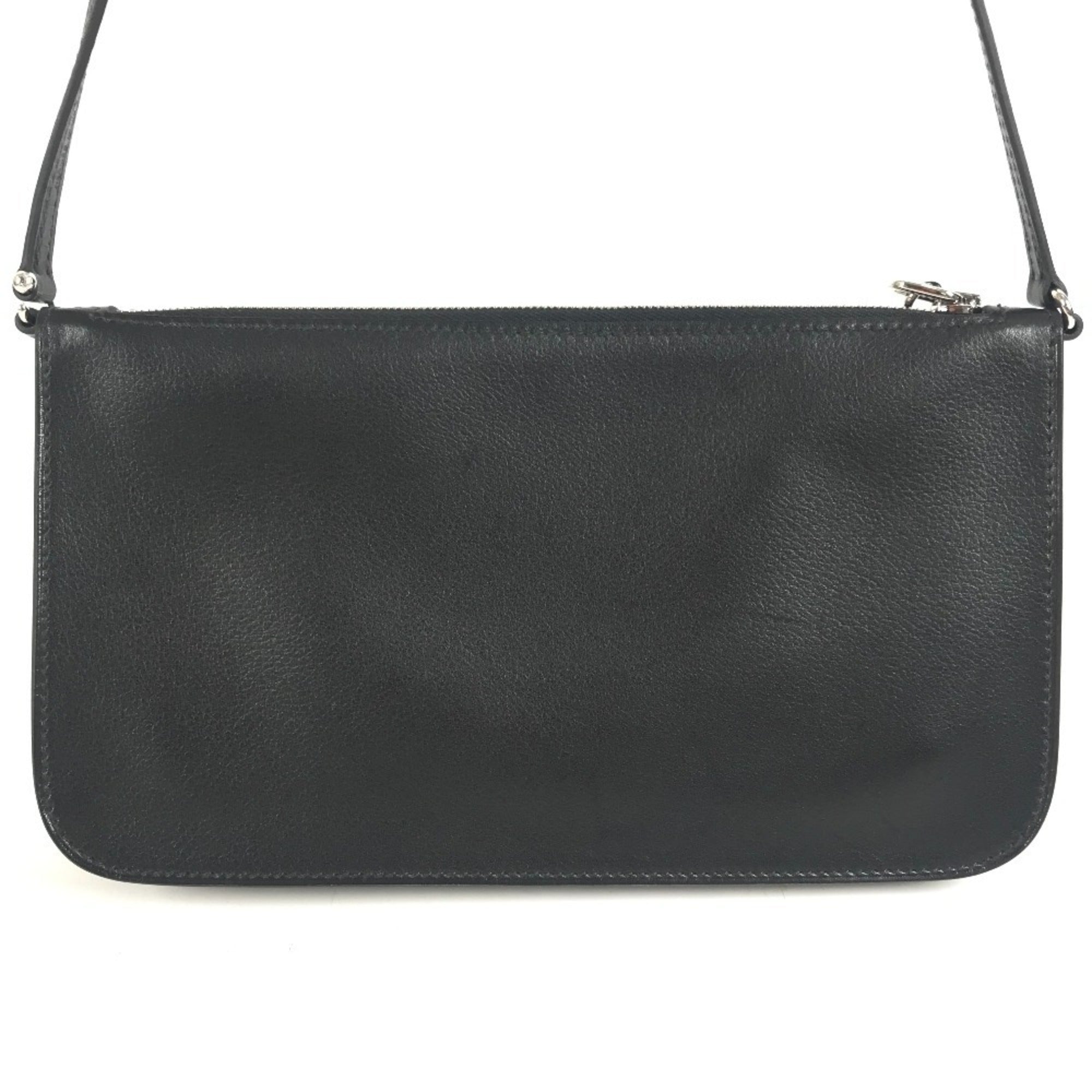 Hermes Black Leather Handbag Pouch Shoulder Bag (Pre-Owned)