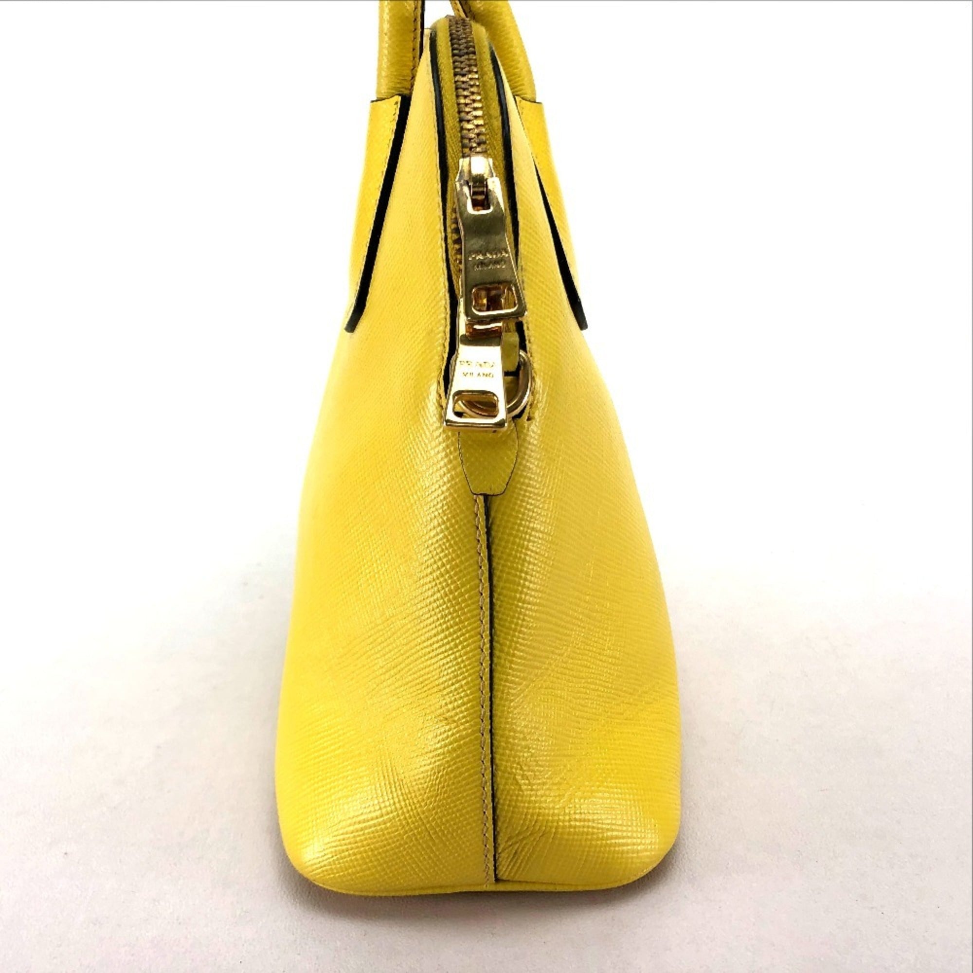 Prada Yellow Leather Handbag Shoulder Bag (Pre-Owned)