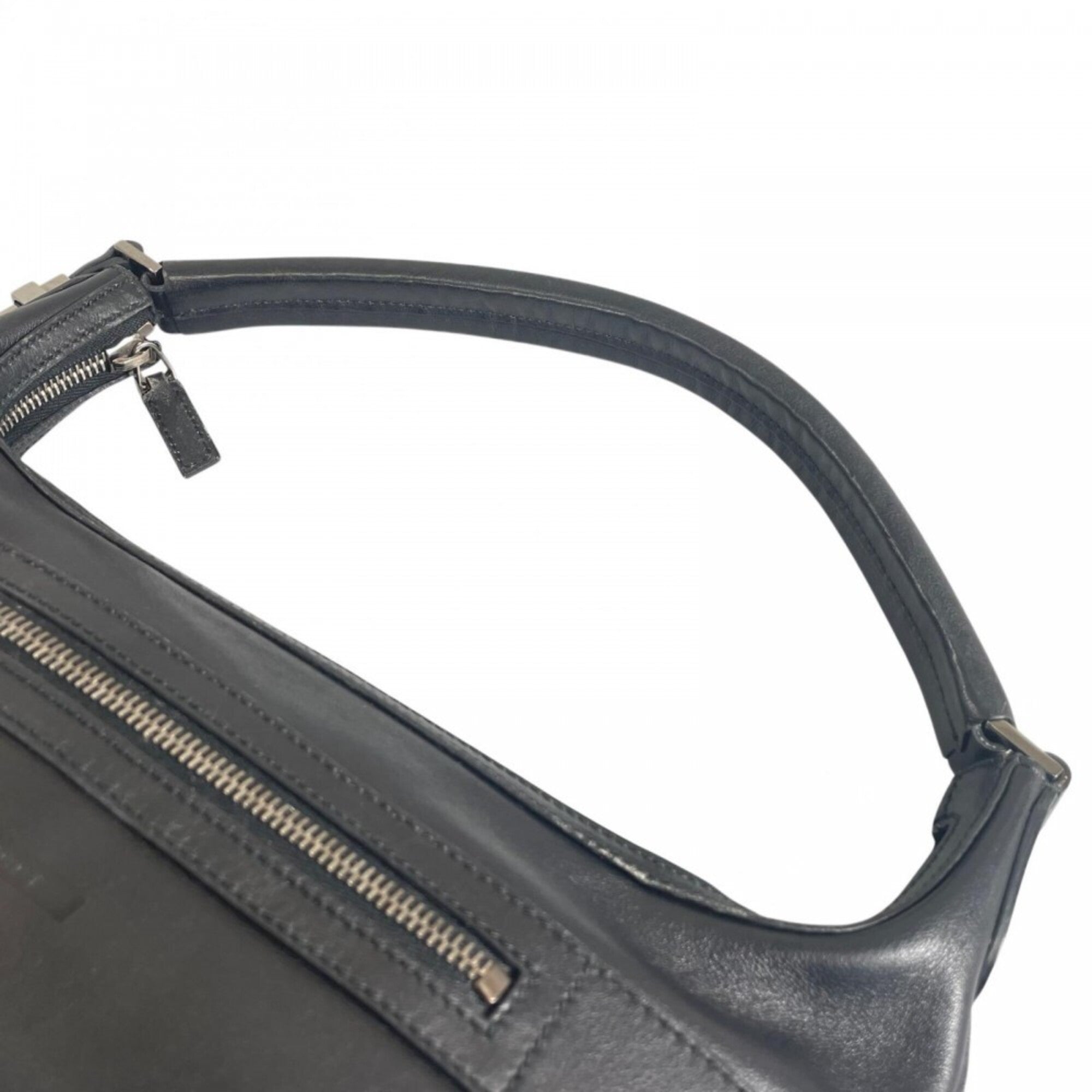 Gucci Black White Leather Handbag (Pre-Owned)