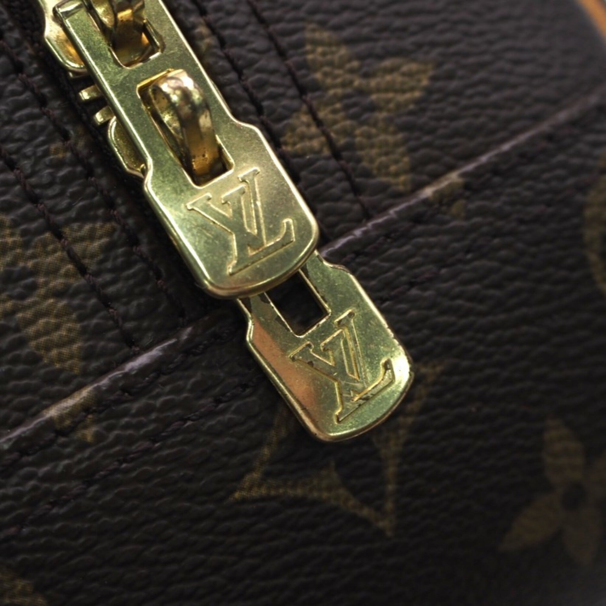 Louis Vuitton Monogram Beige Brown Coated Canvas Leather Handbag (Pre-Owned)