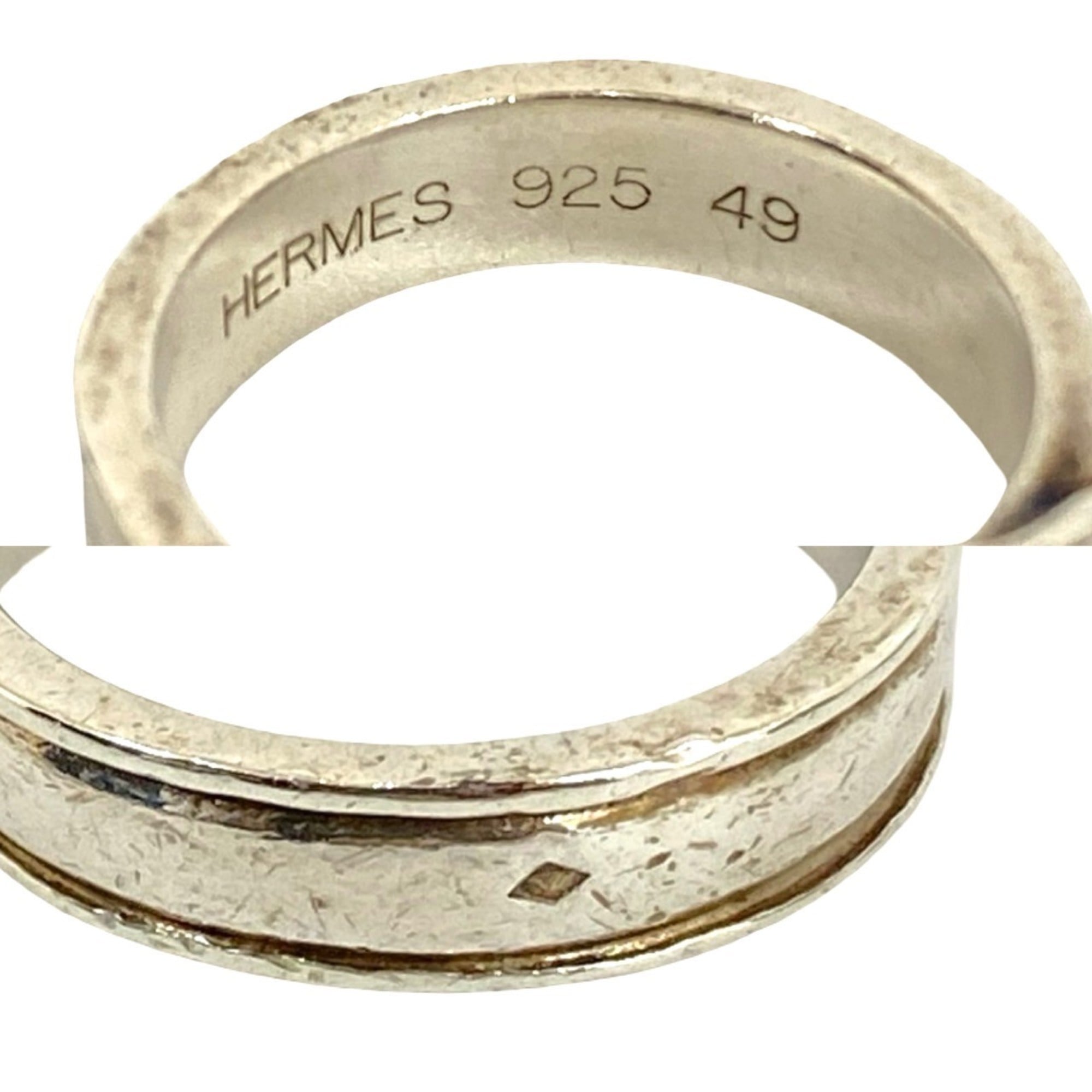 Hermes Silver Silver 925 Band Ring (Pre-Owned)