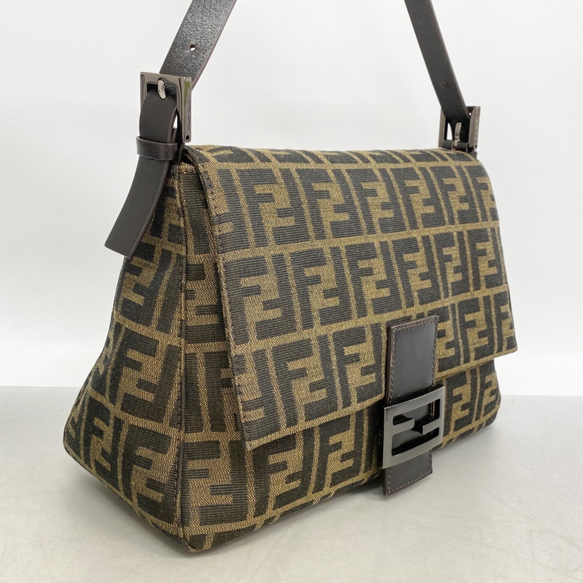 Fendi Brown Nylon Canvas Handbag (Pre-Owned)