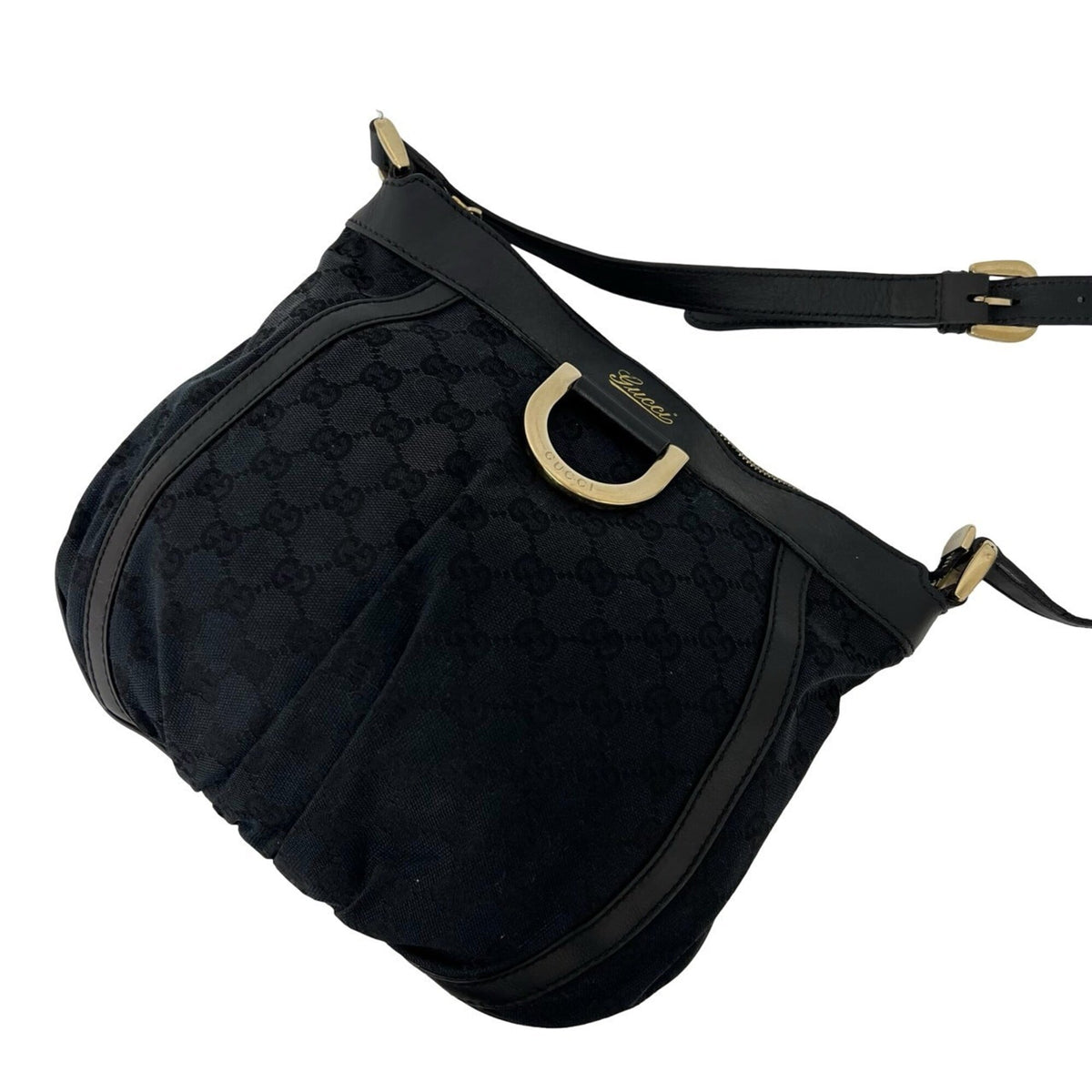 Gucci Black Canvas Leather Shoulder Bag (Pre-Owned)
