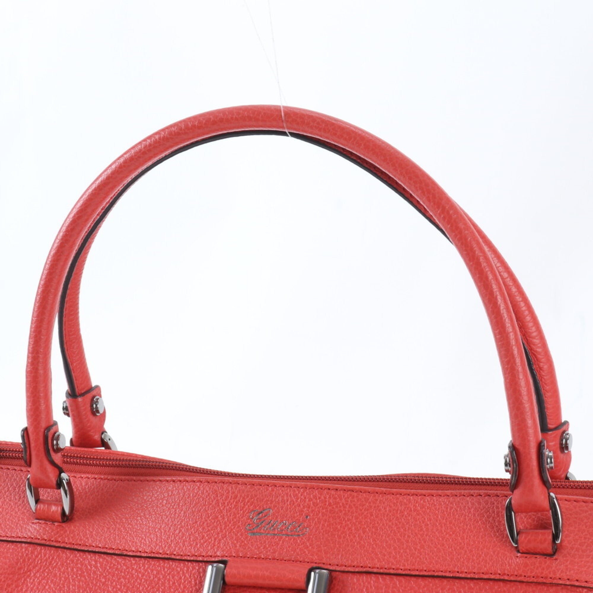 Gucci Abbey Red Color Leather Handbag Tote Bag (Pre-Owned)