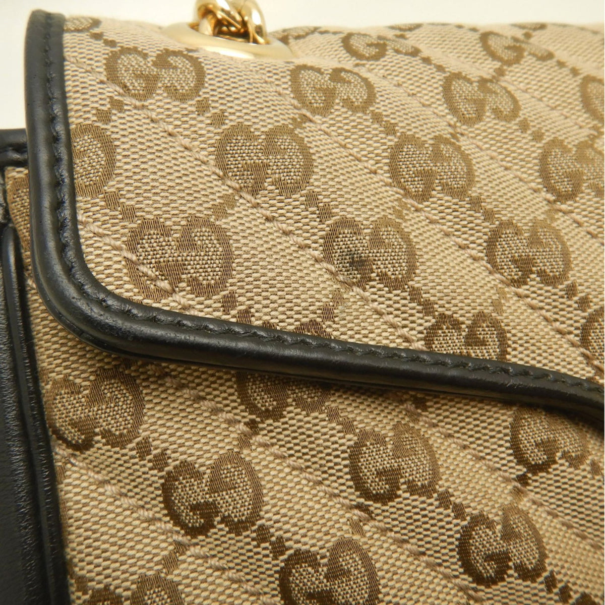 Gucci Beige Gg Canvas Leather Shoulder Bag (Pre-Owned)