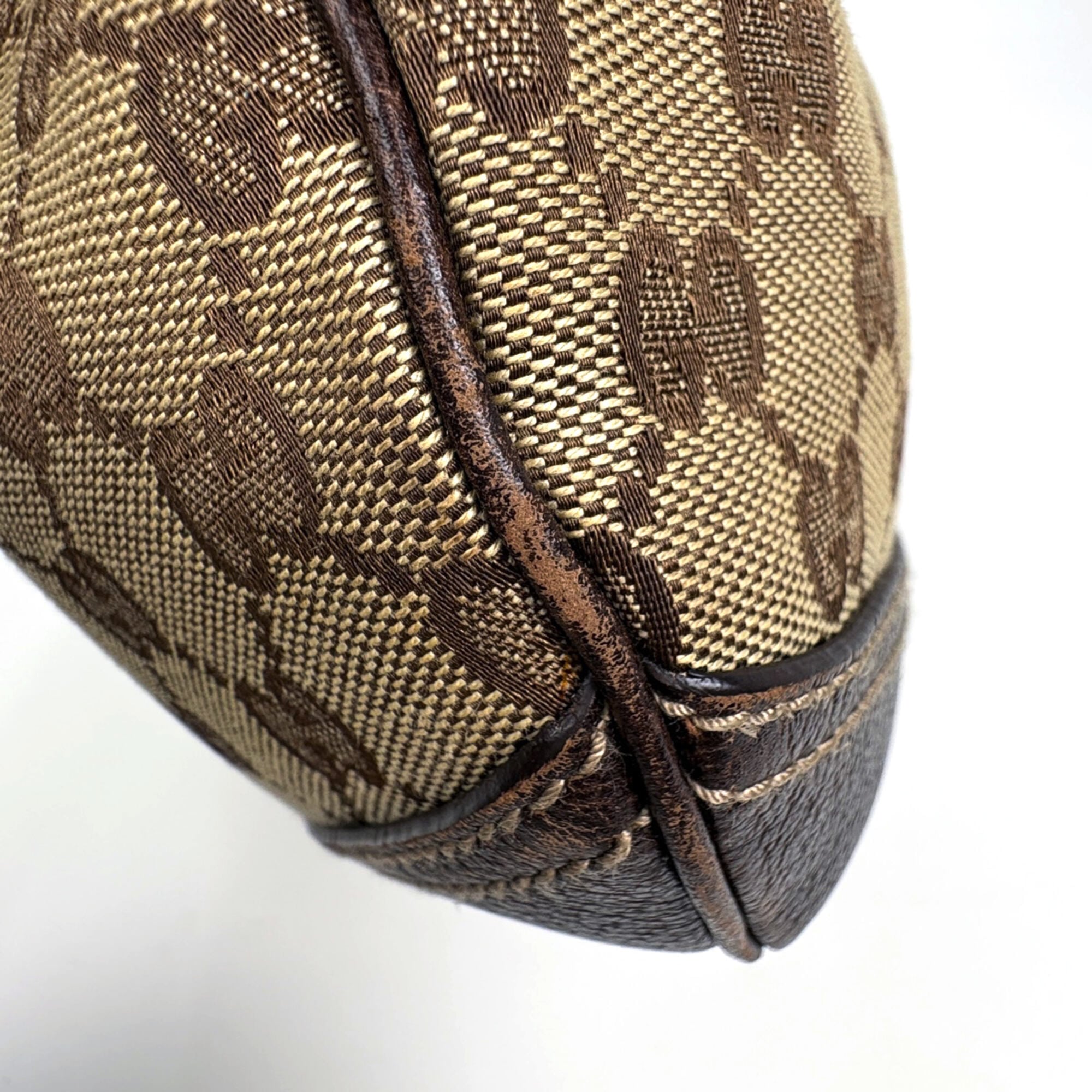 Gucci Gg Canvas Brown Gg Canvas Leather Shoulder Bag (Pre-Owned)