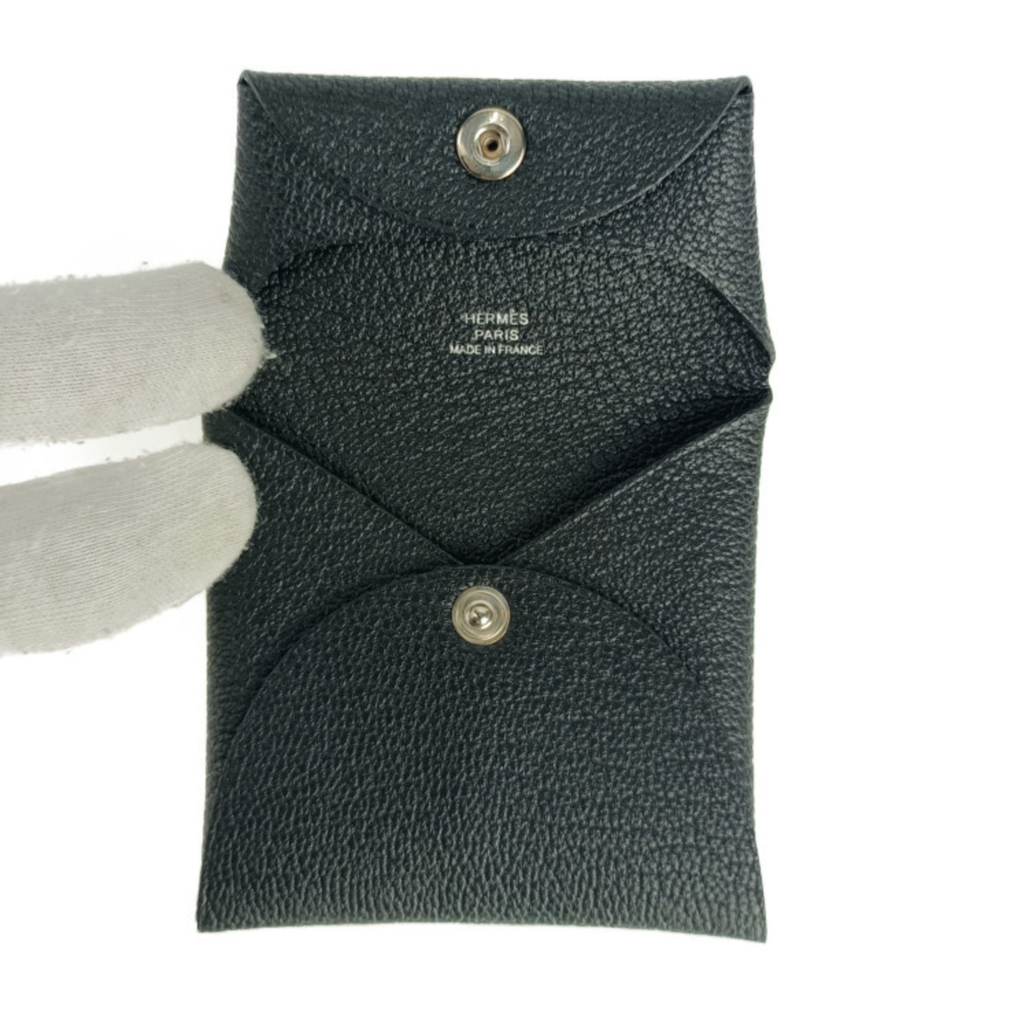 Hermes Black Chevre Leather Coin Purse/Coin Case (Pre-Owned)
