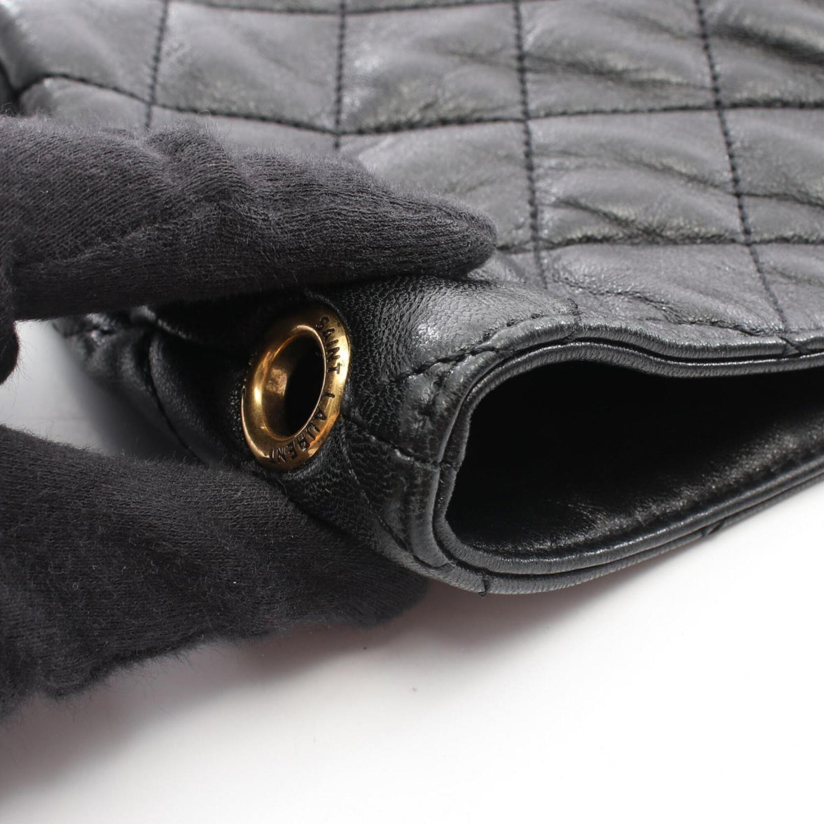 Yves Saint Laurent Black Leather Handbag Tote Bag (Pre-Owned)