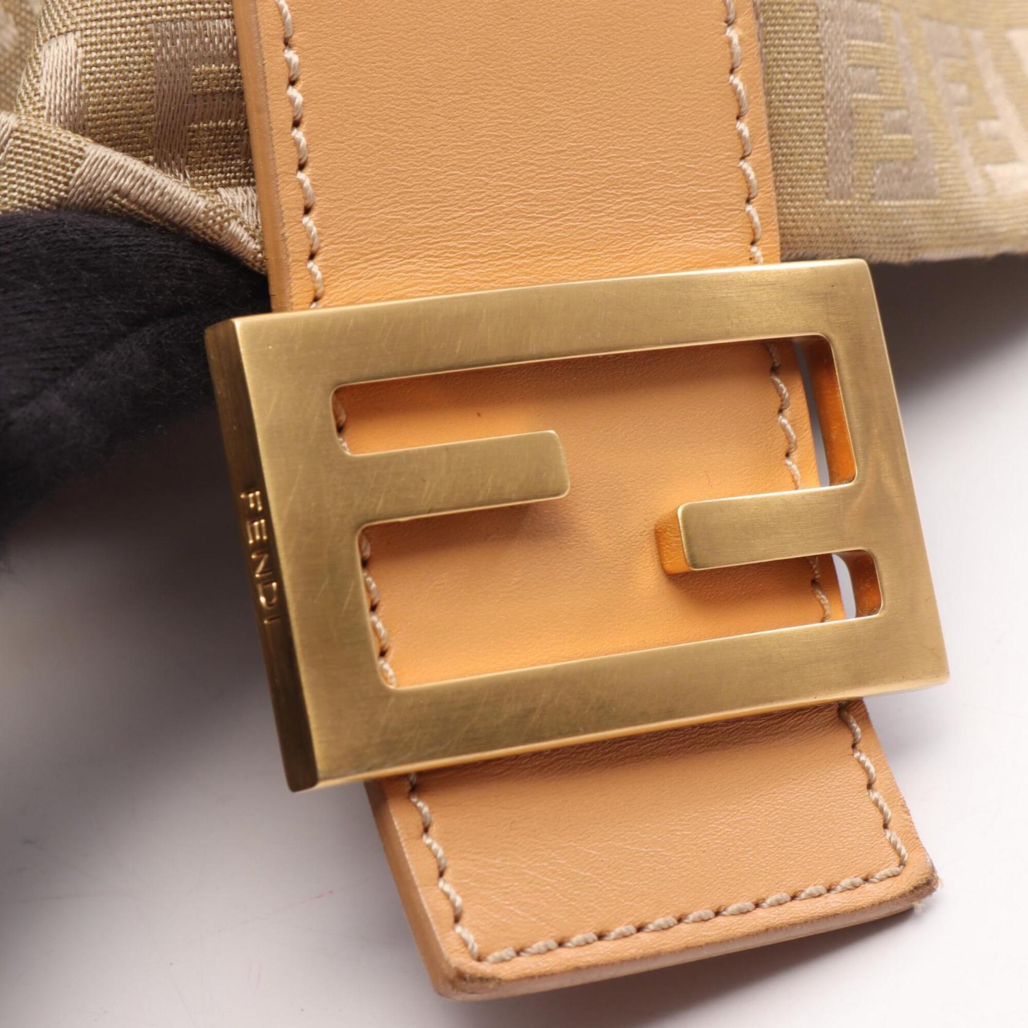 Fendi Beige Canvas Leather Handbag Shoulder Bag (Pre-Owned)