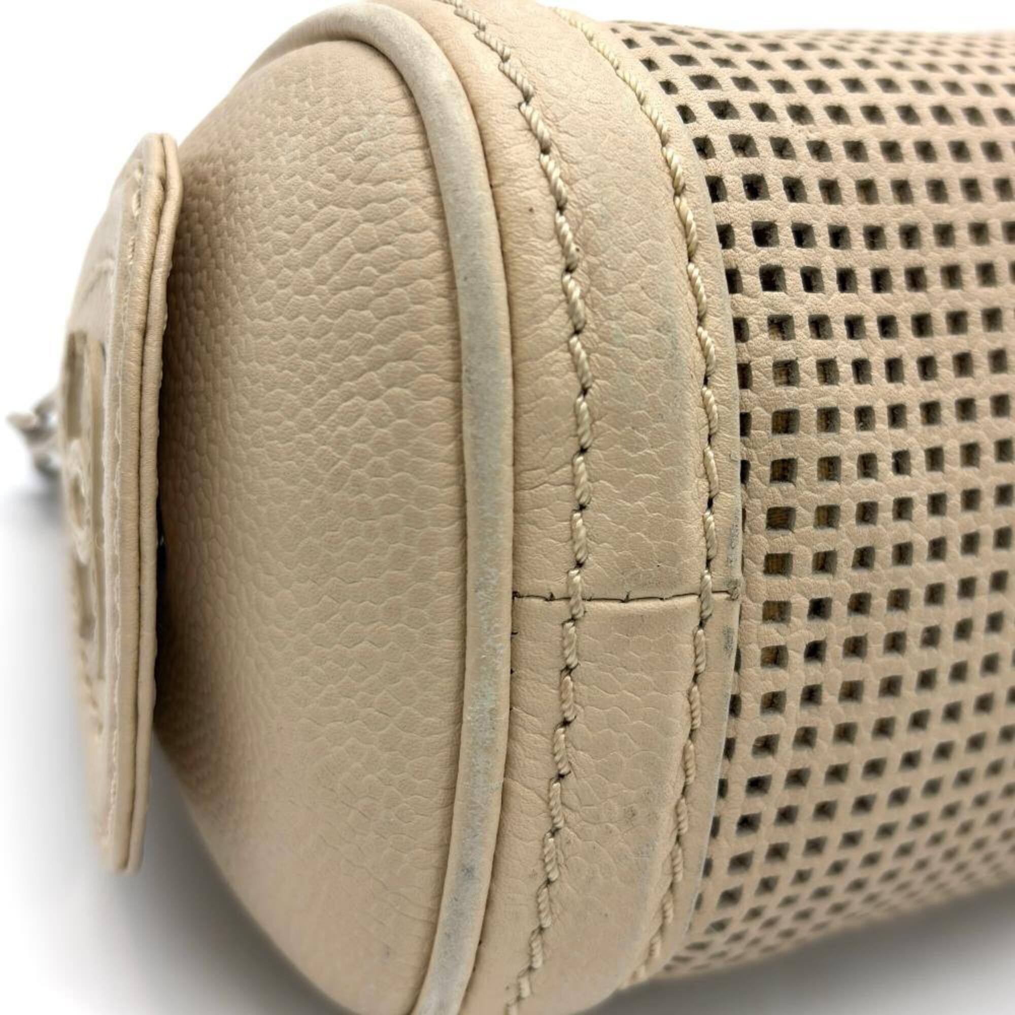 Chanel Beige Grained Calfskin Shoulder Bag (Pre-Owned)