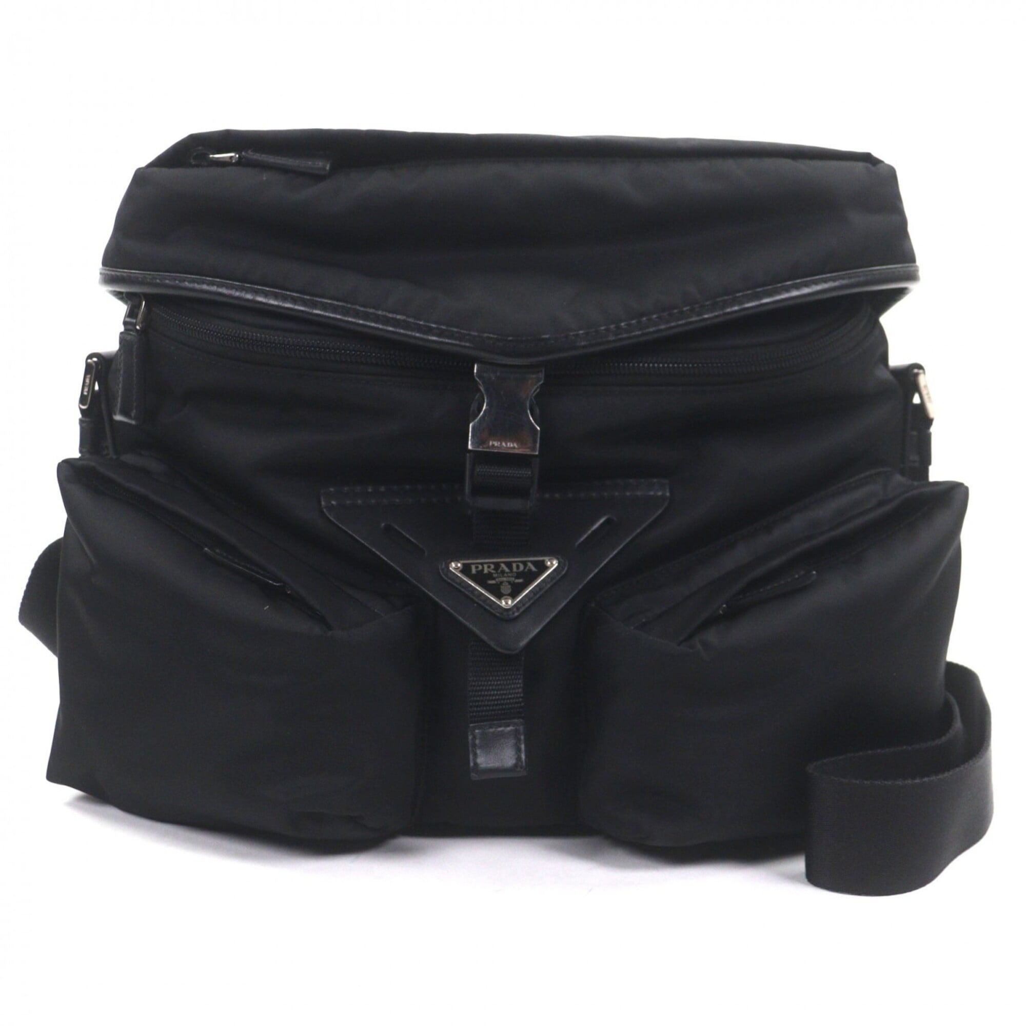 Prada Black Nylon Leather Shoulder Bag (Pre-Owned)