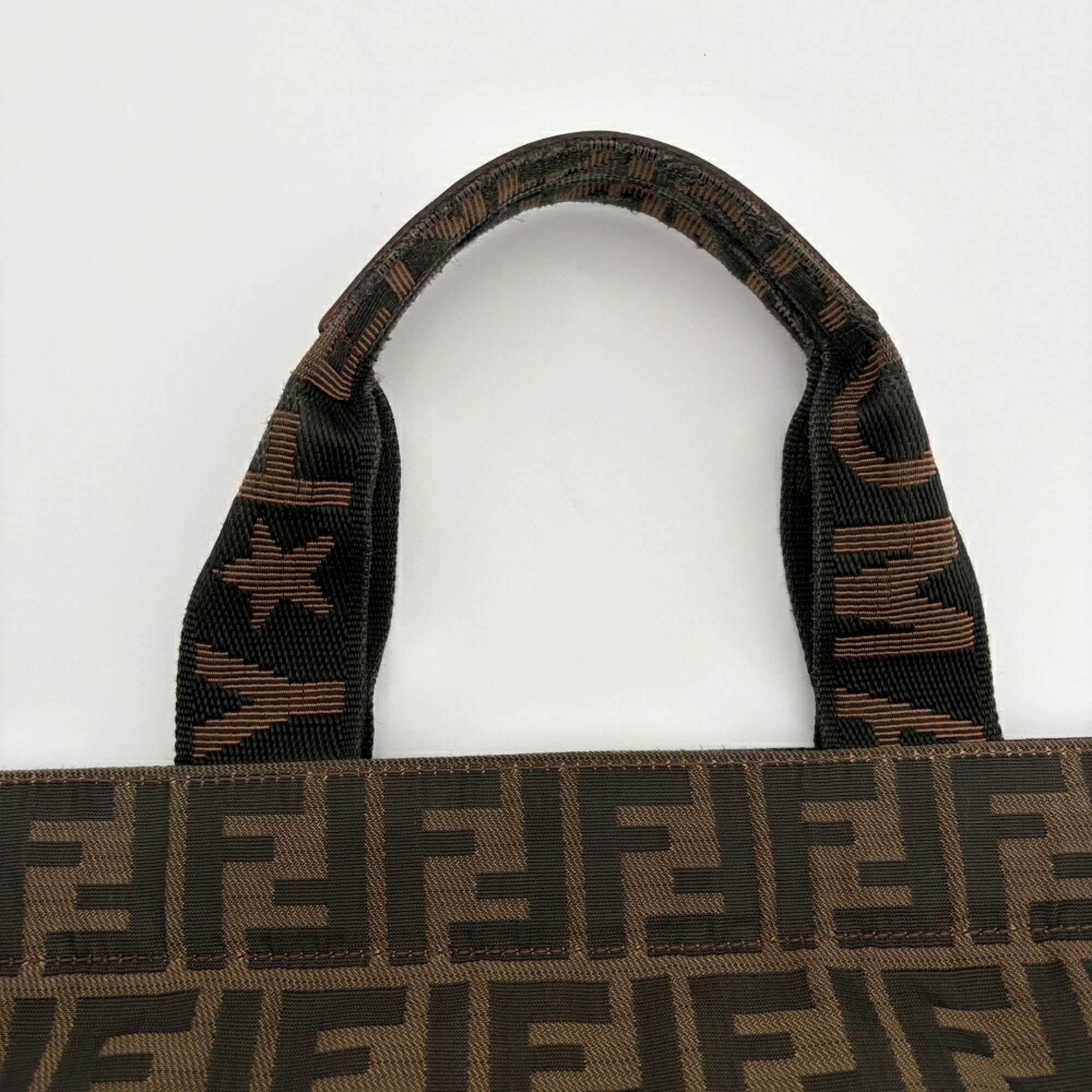 Fendi Brown Canvas Leather Tote Bag (Pre-Owned)