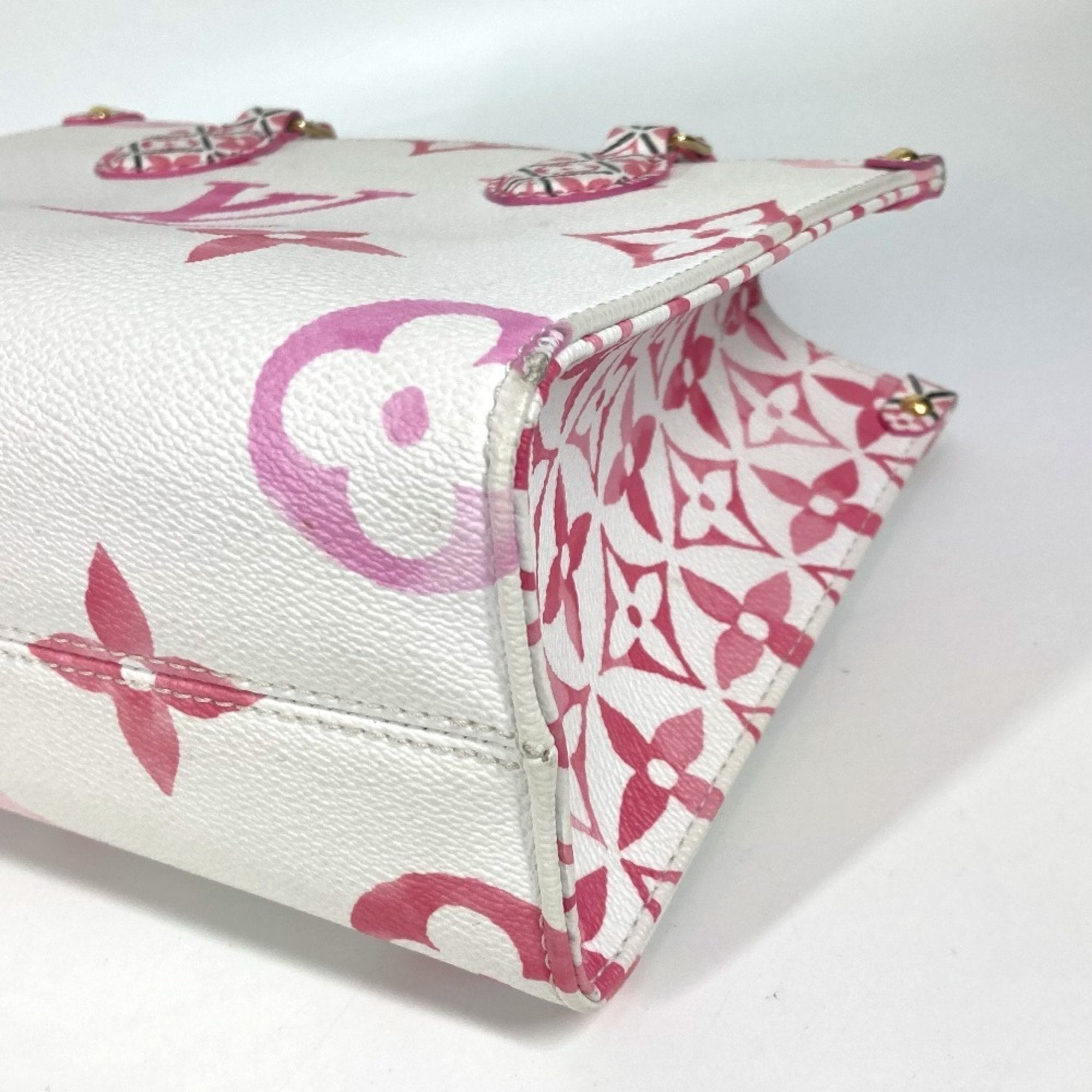 Louis Vuitton Pink White Monogram Handbag Shoulder Bag Tote Bag (Pre-Owned)