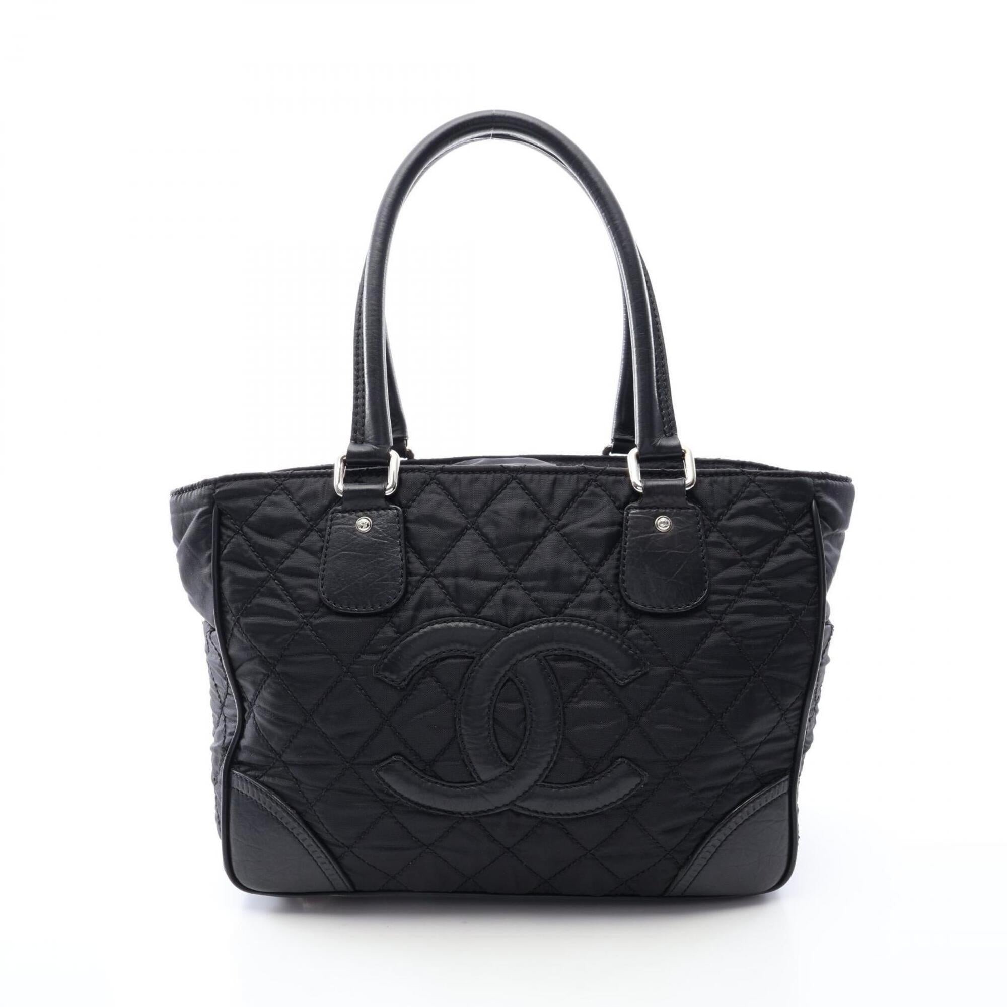 Chanel Black Nylon Leather Handbag Tote Bag (Pre-Owned)