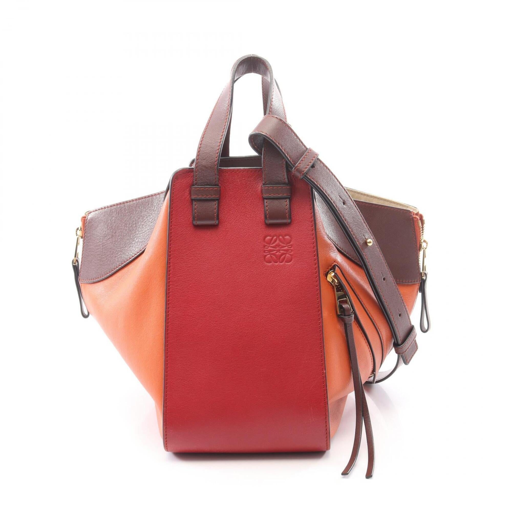 Loewe Brown Orange Red Color Leather Handbag (Pre-Owned)