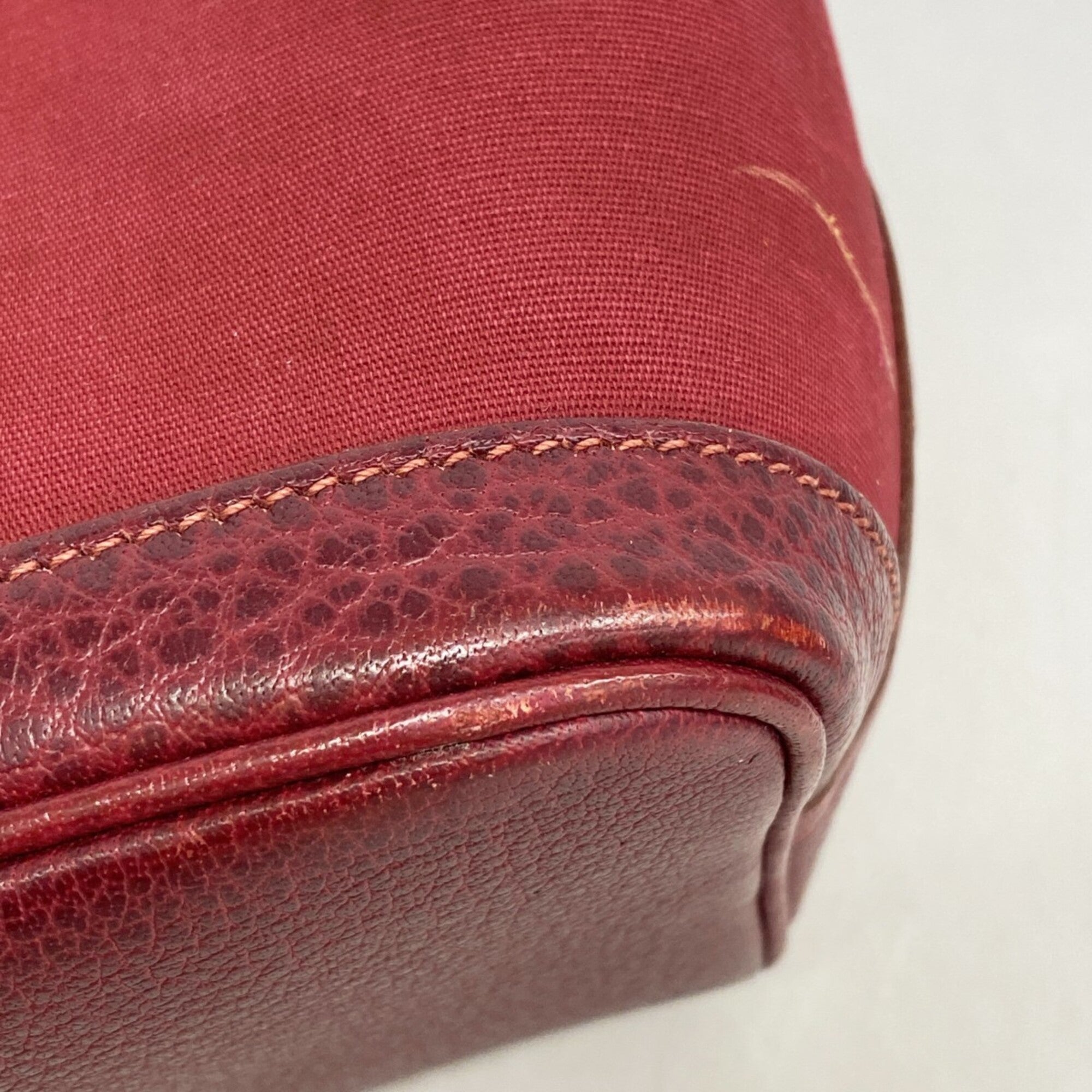 Hermes Red Color Toile Officier Handbag (Pre-Owned)