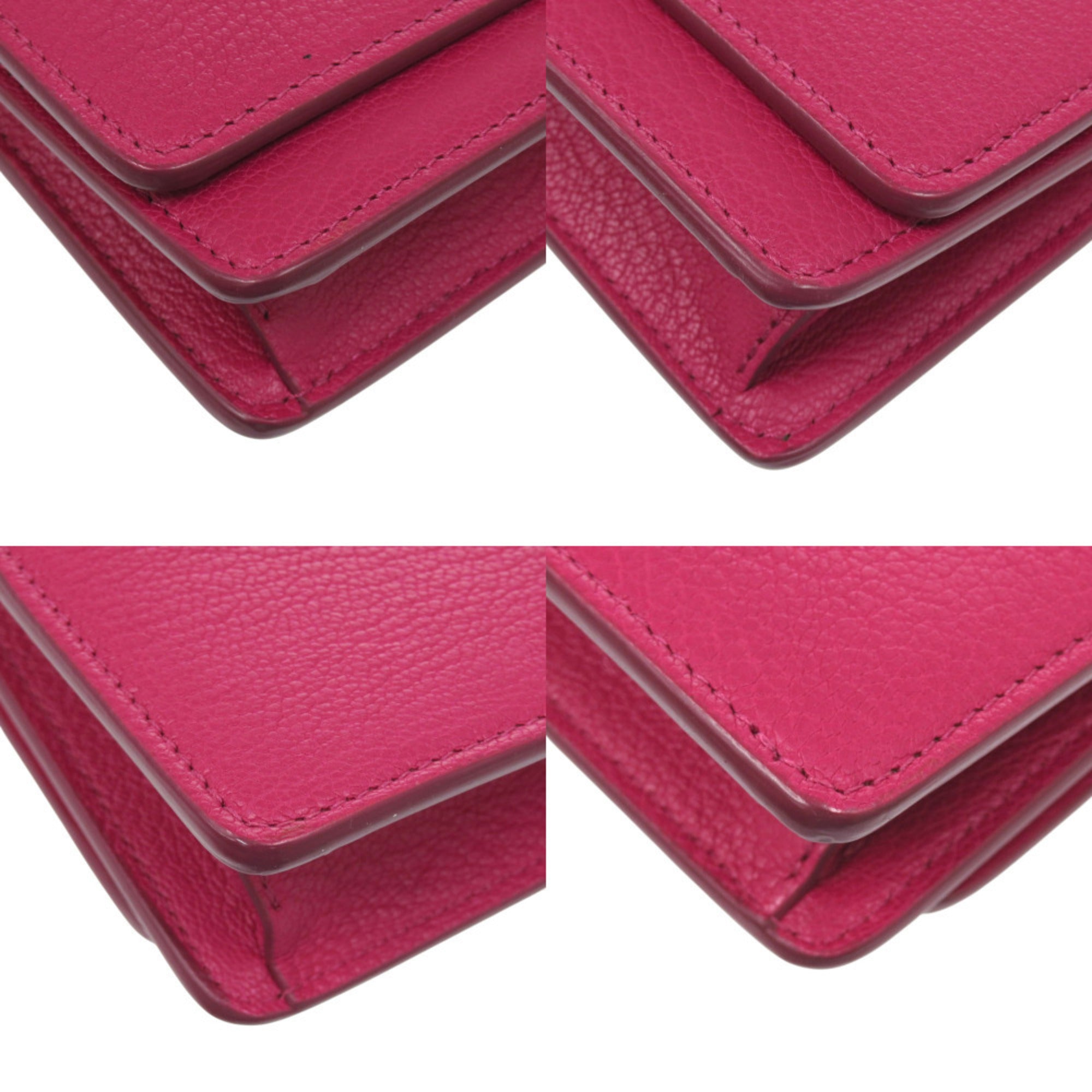 Balenciaga Pink Pink Red Leather Chain/Shoulder Wallet (Pre-Owned)