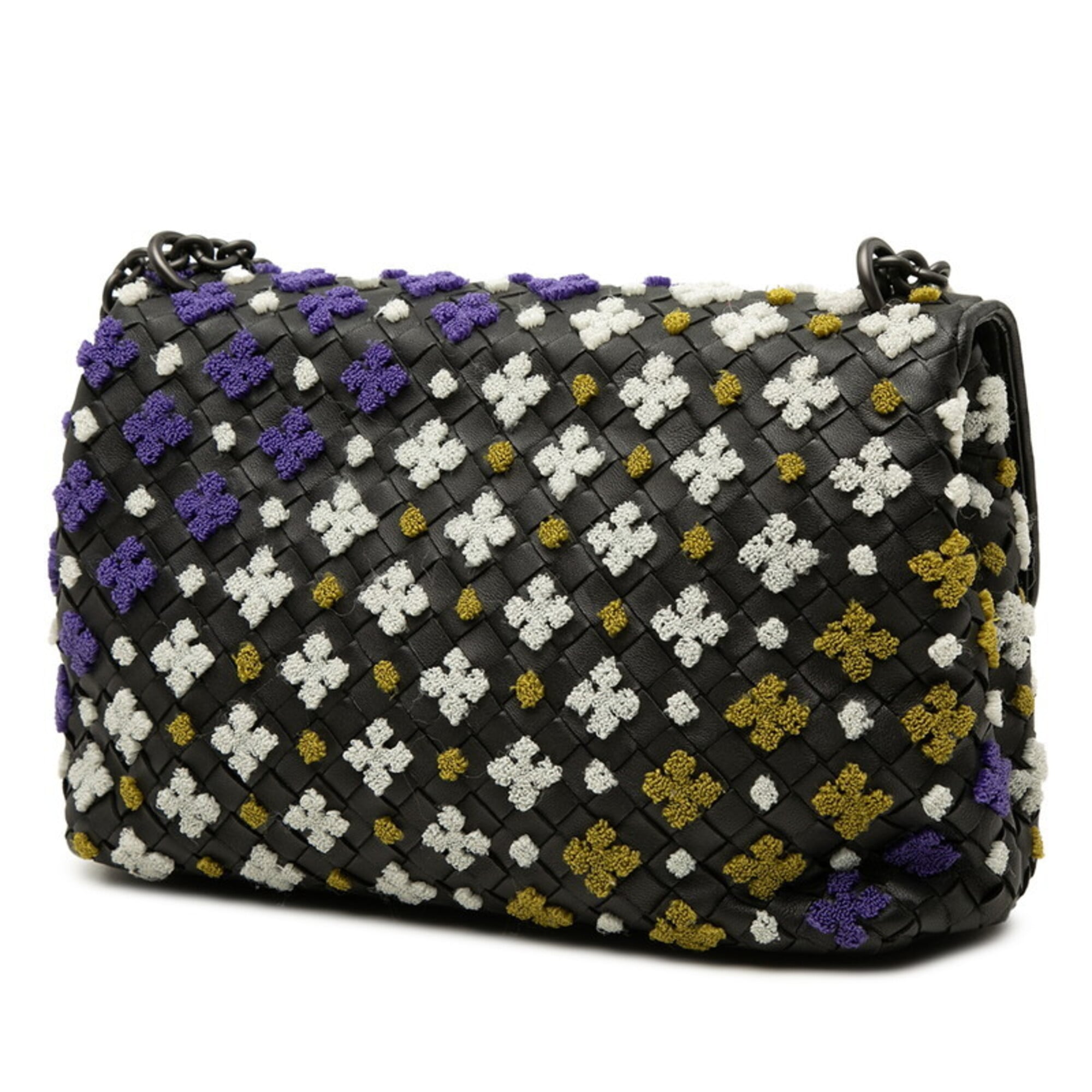 Bottega Veneta Black Purple Yellow Leather Shoulder Bag (Pre-Owned)